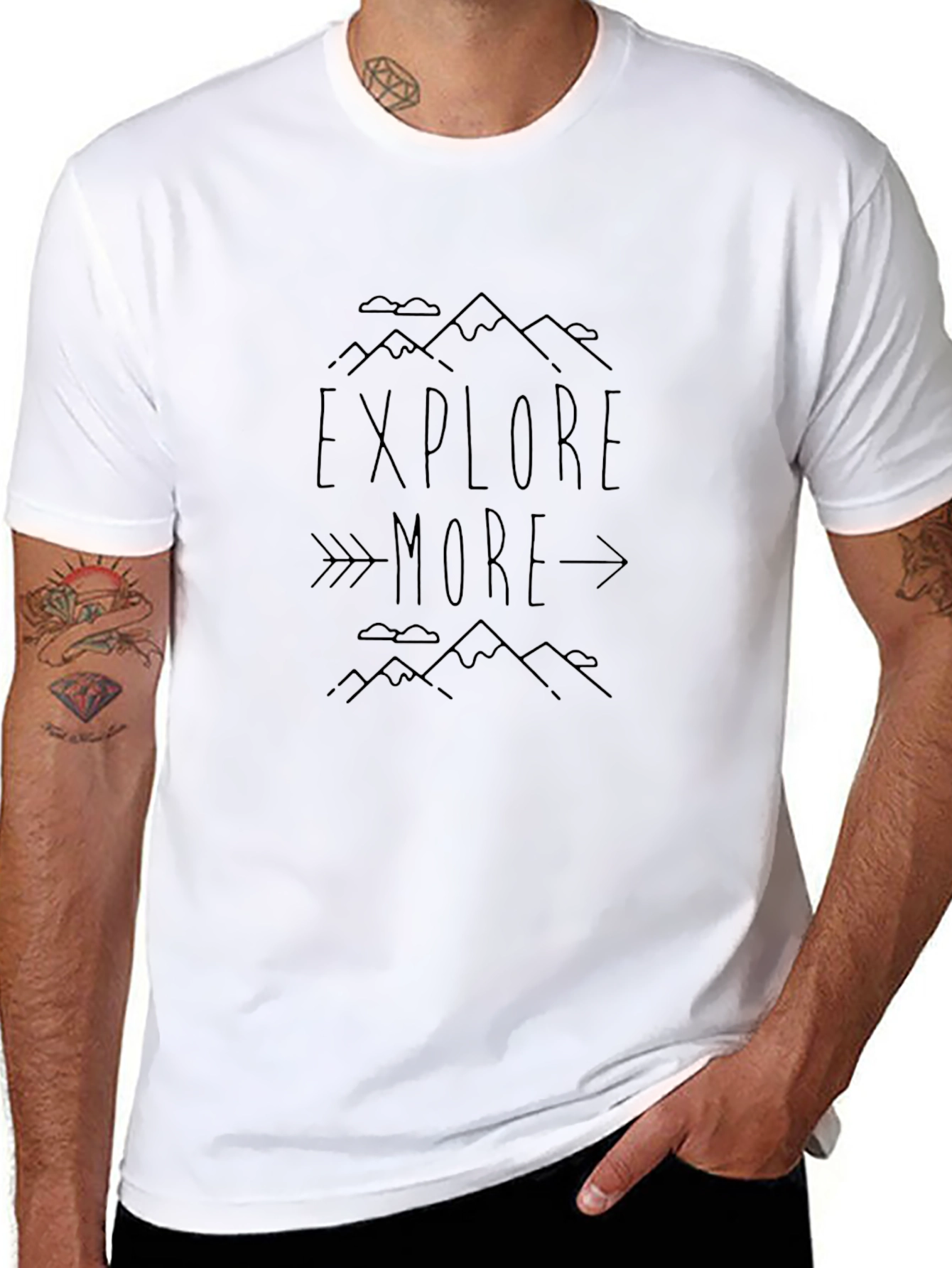 Explore More Graphic Tee - Black Cotton T-Shirt