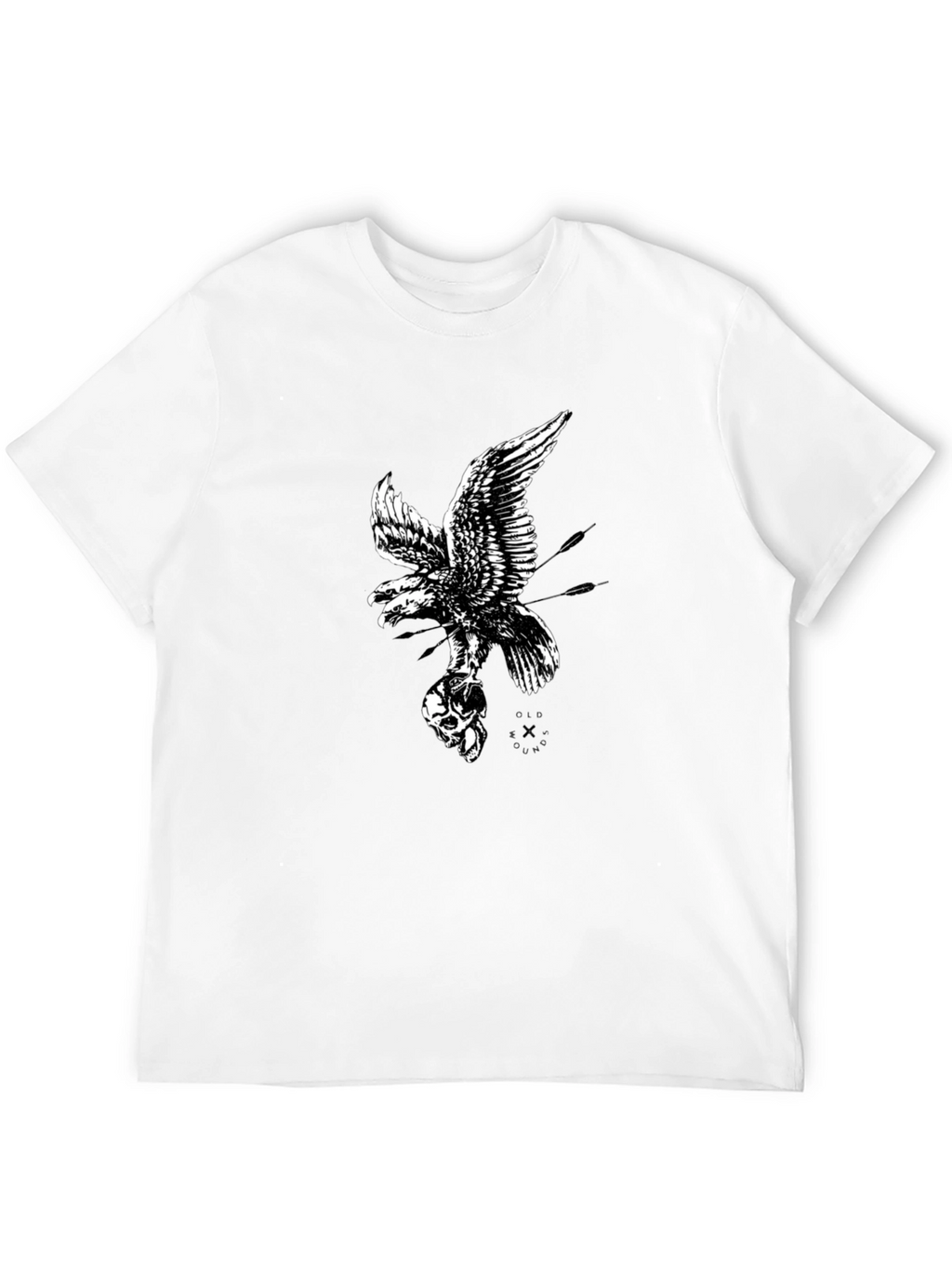 Eagle and Skull Graphic Print Black T-Shirt