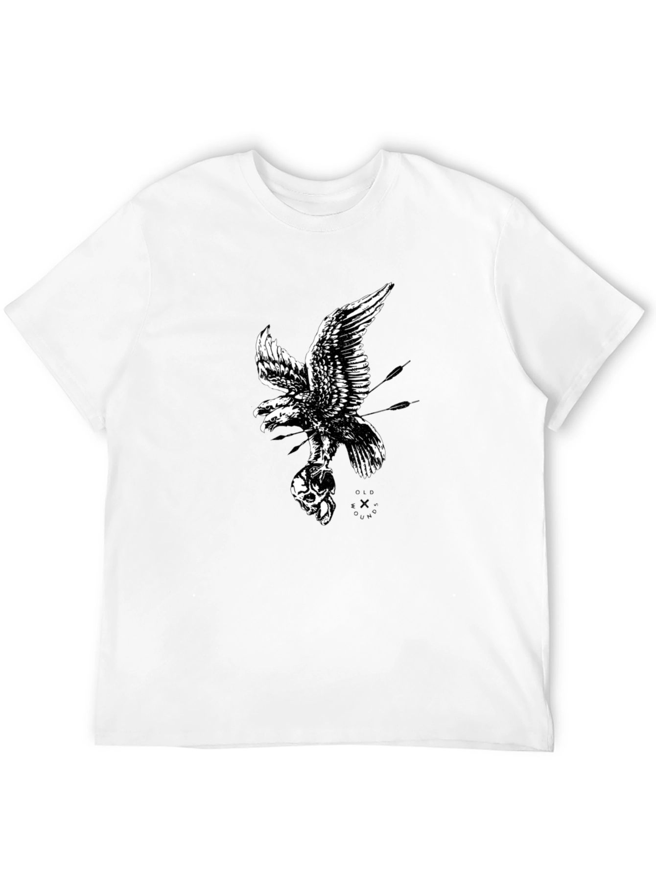 Eagle and Skull Graphic Print Black T-Shirt
