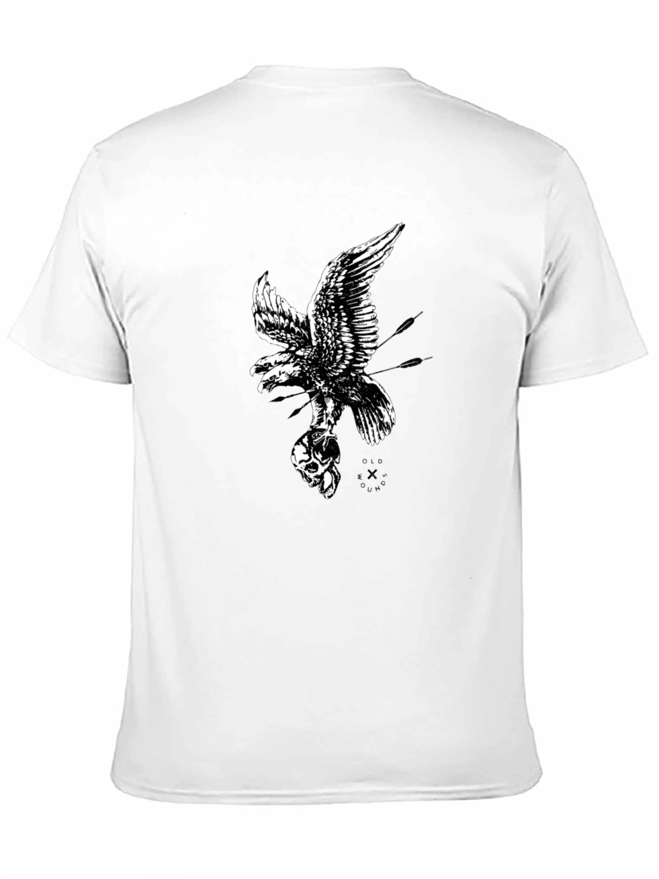 Eagle and Skull Graphic Print Black T-Shirt