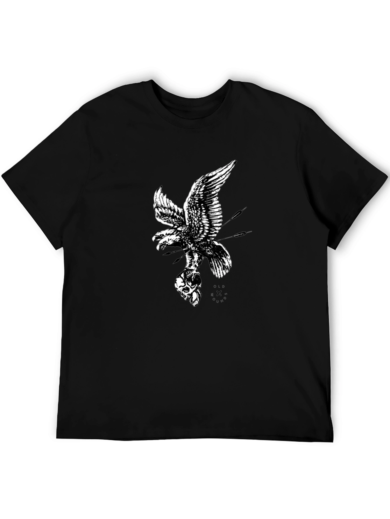 Eagle and Skull Graphic Print Black T-Shirt