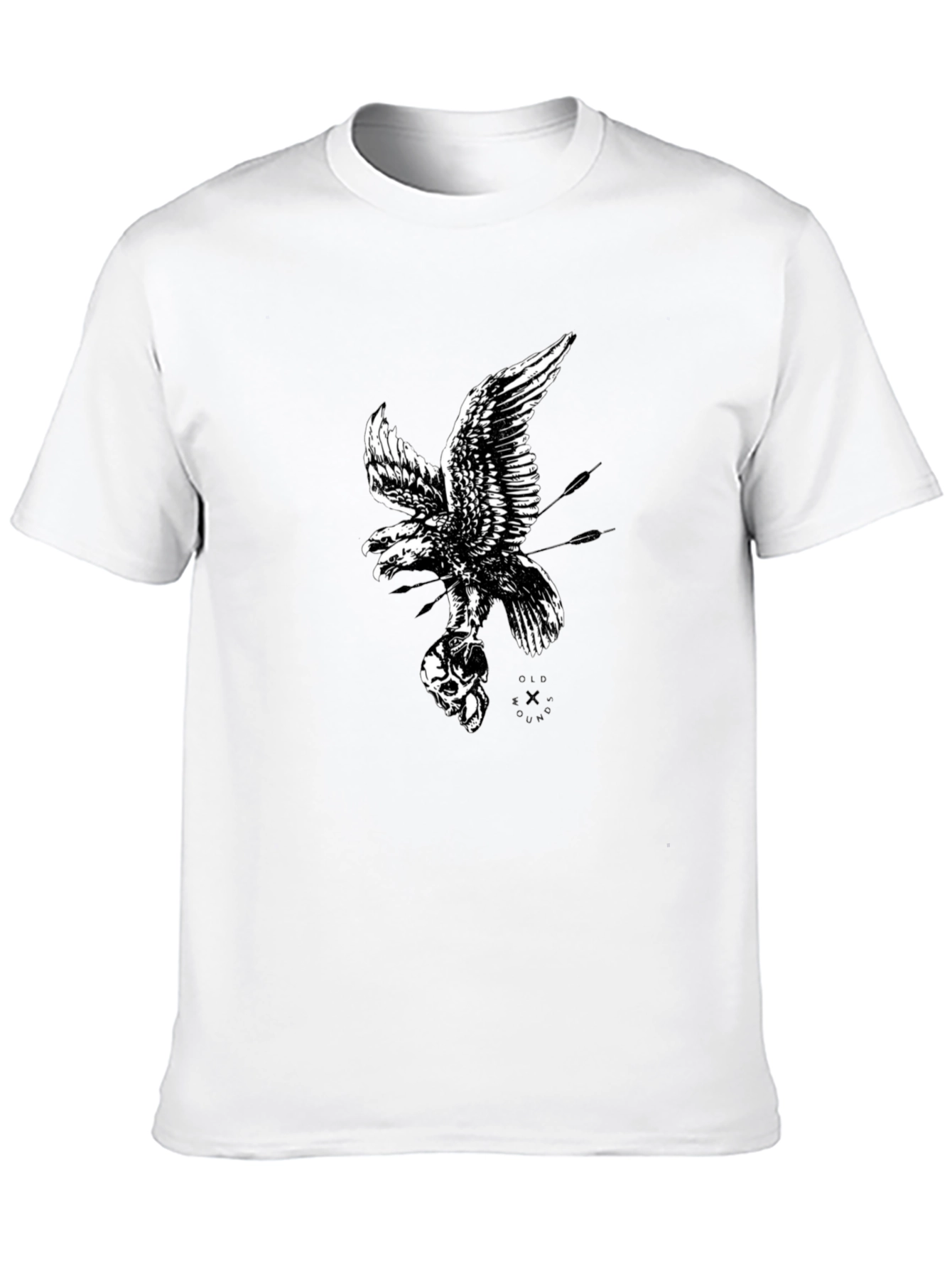 Eagle and Skull Graphic Print Black T-Shirt