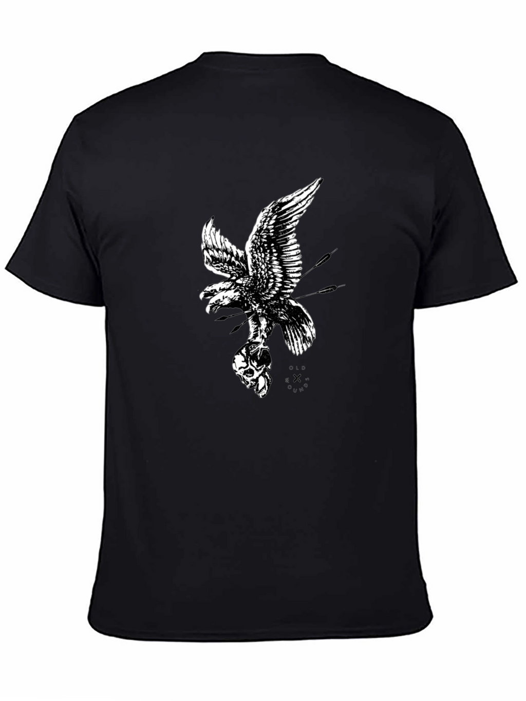 Eagle and Skull Graphic Print Black T-Shirt