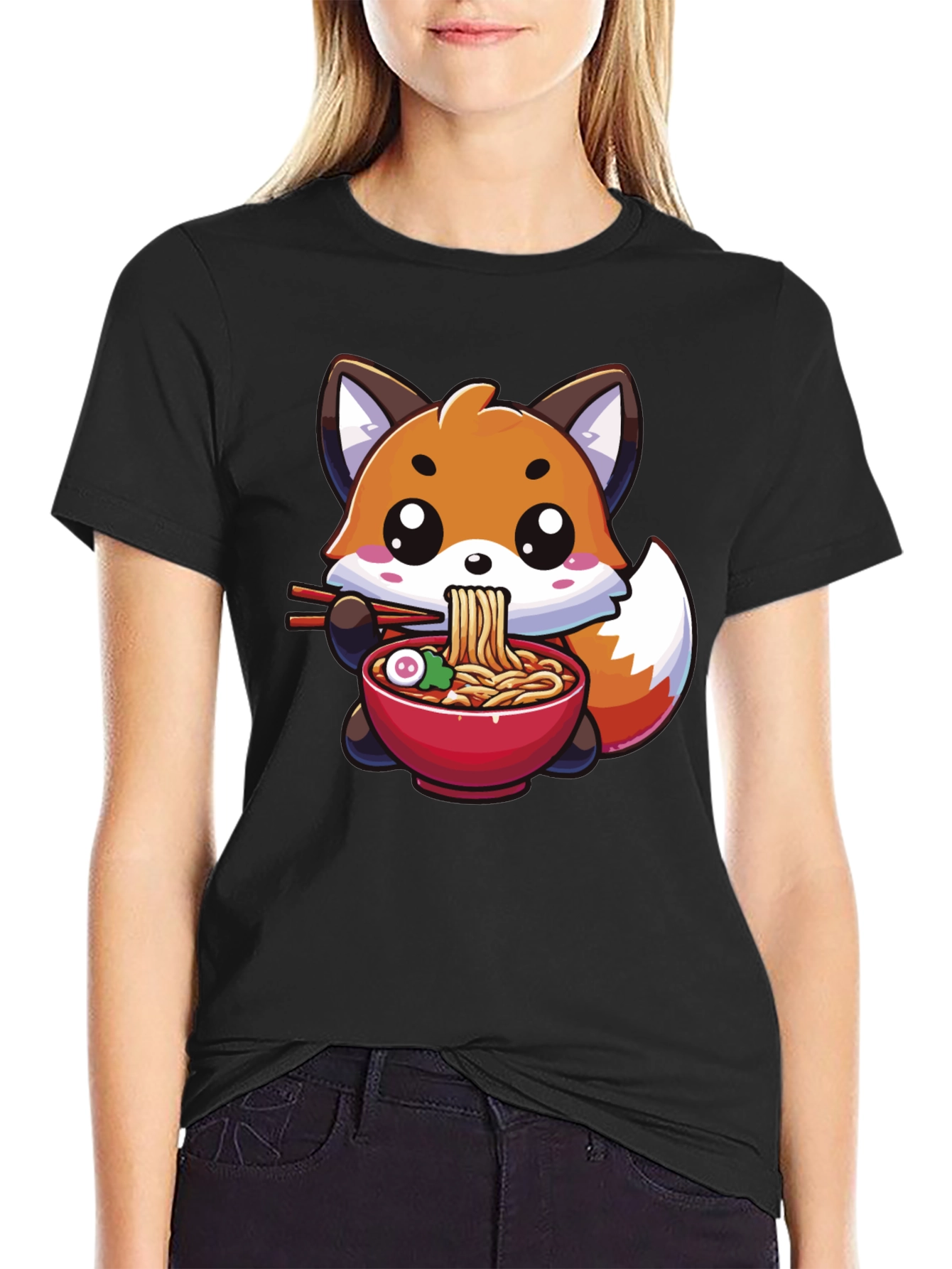 Cute Fox Ramen T-Shirt - Kawaii Anime Style