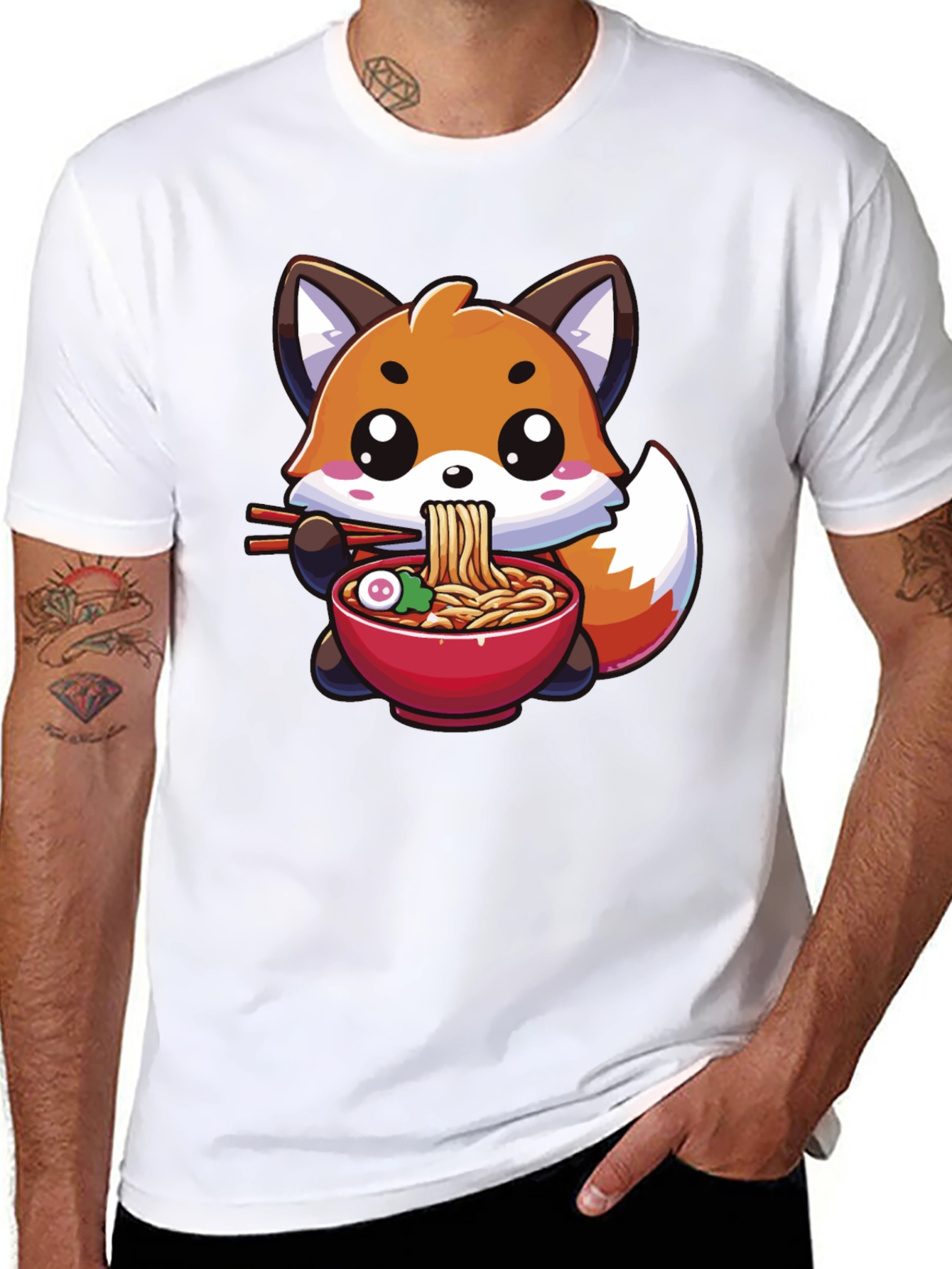 Cute Fox Ramen T-Shirt - Kawaii Anime Style
