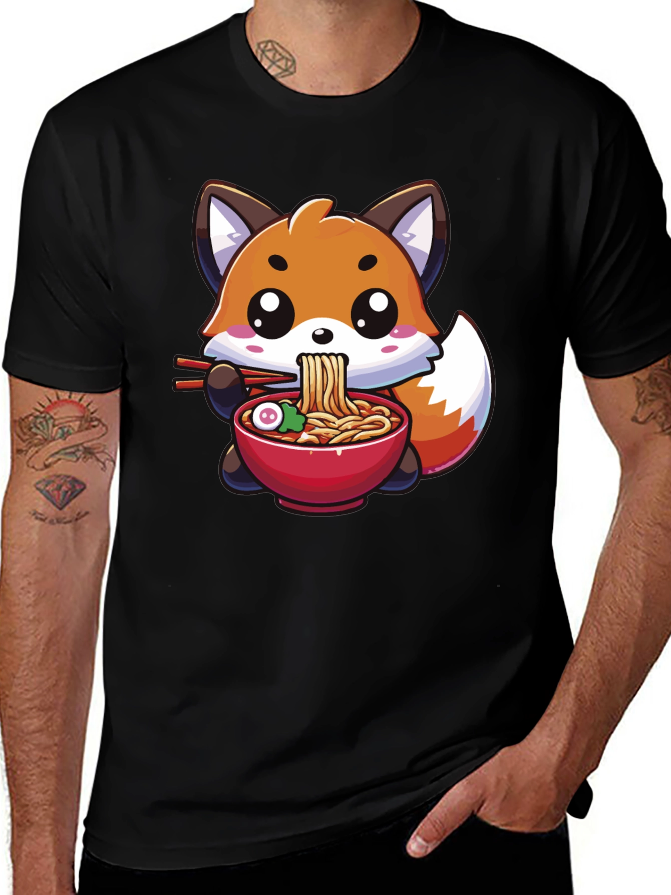 Cute Fox Ramen T-Shirt - Kawaii Anime Style