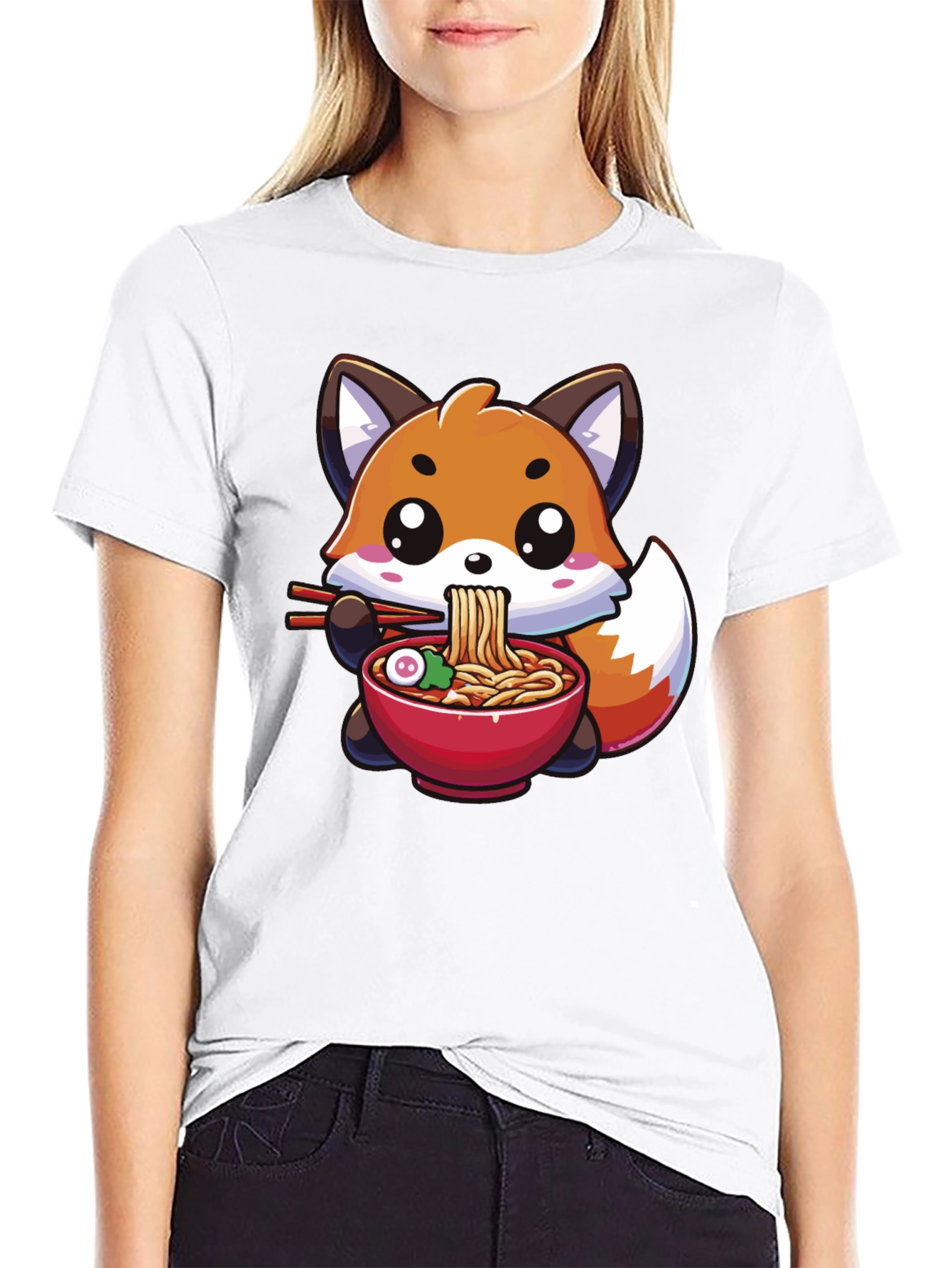 Cute Fox Ramen T-Shirt - Kawaii Anime Style