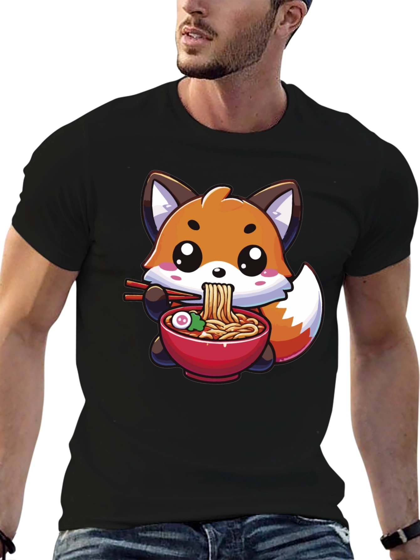 Cute Fox Ramen T-Shirt - Kawaii Anime Style