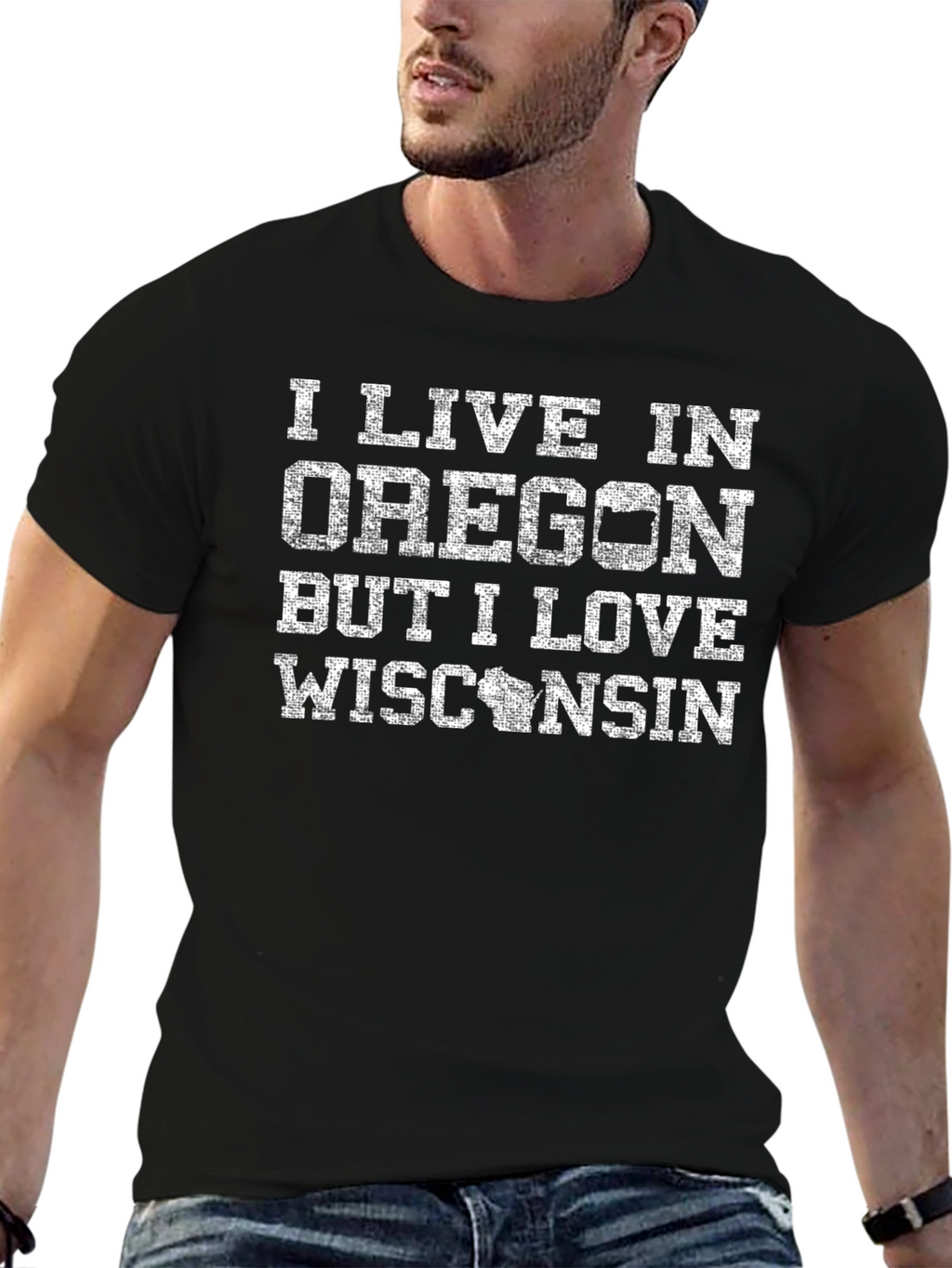 Oregon Wisconsin Novelty Graphic T-Shirt