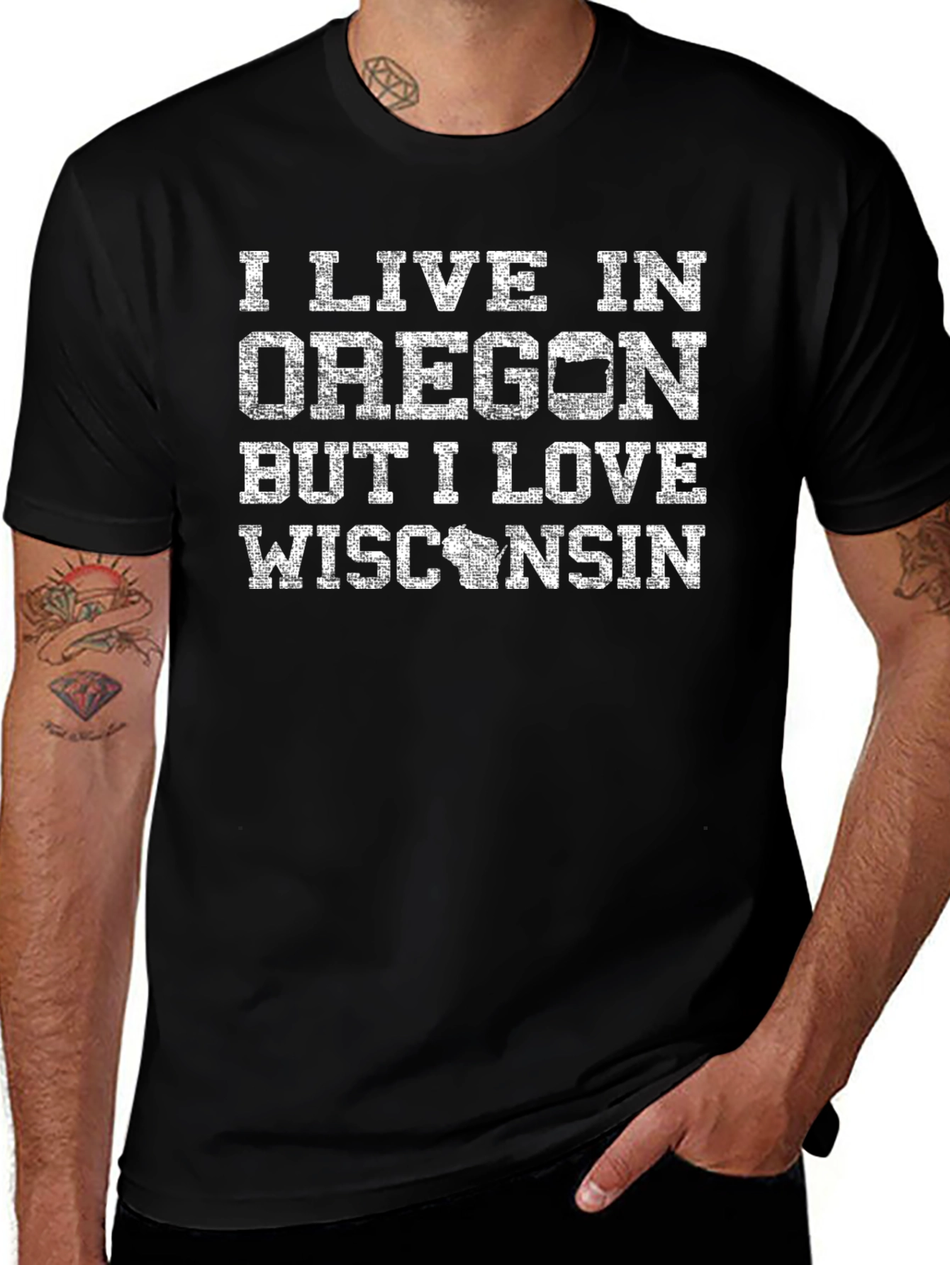 Oregon Wisconsin Novelty Graphic T-Shirt