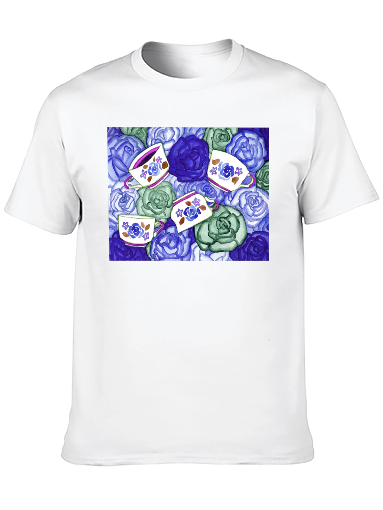 Floral Tea Cup T-Shirt - Unique Design