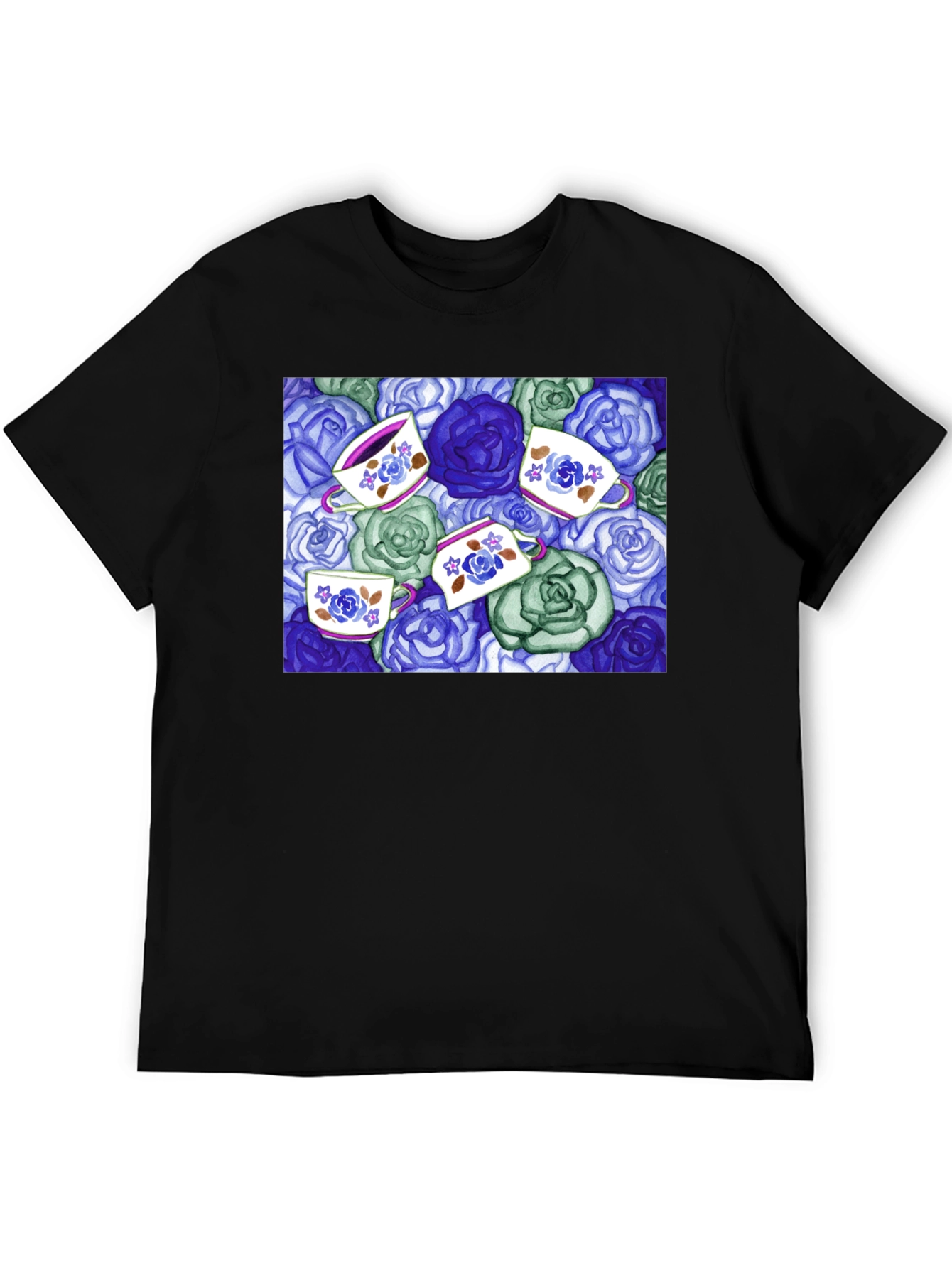 Floral Tea Cup T-Shirt - Unique Design