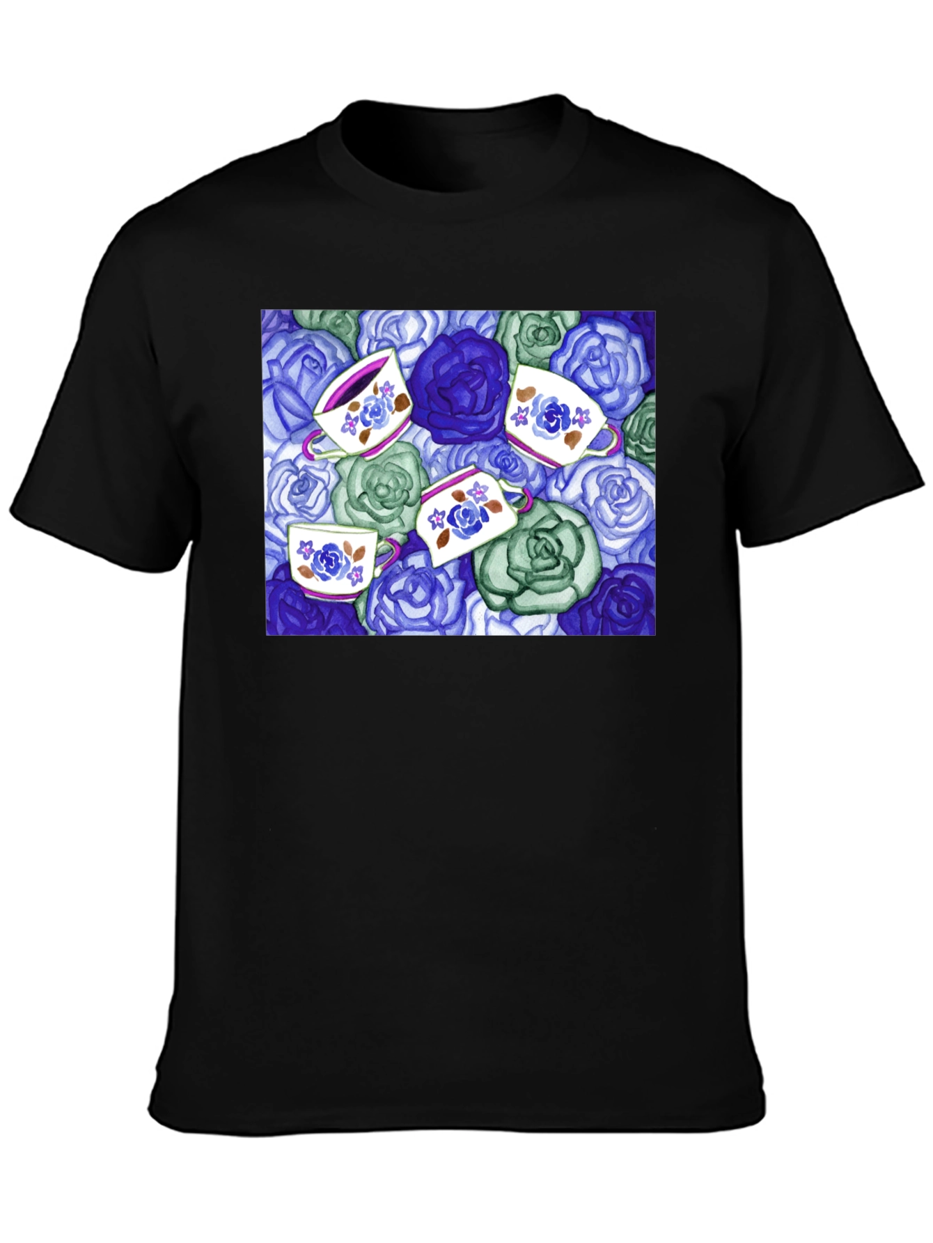Floral Tea Cup T-Shirt - Unique Design