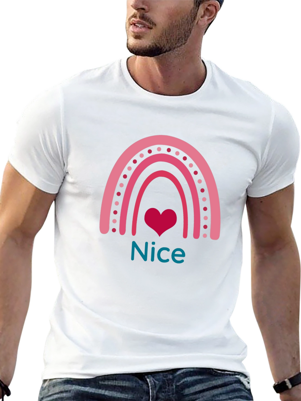 Nice Rainbow Heart Graphic T-Shirt
