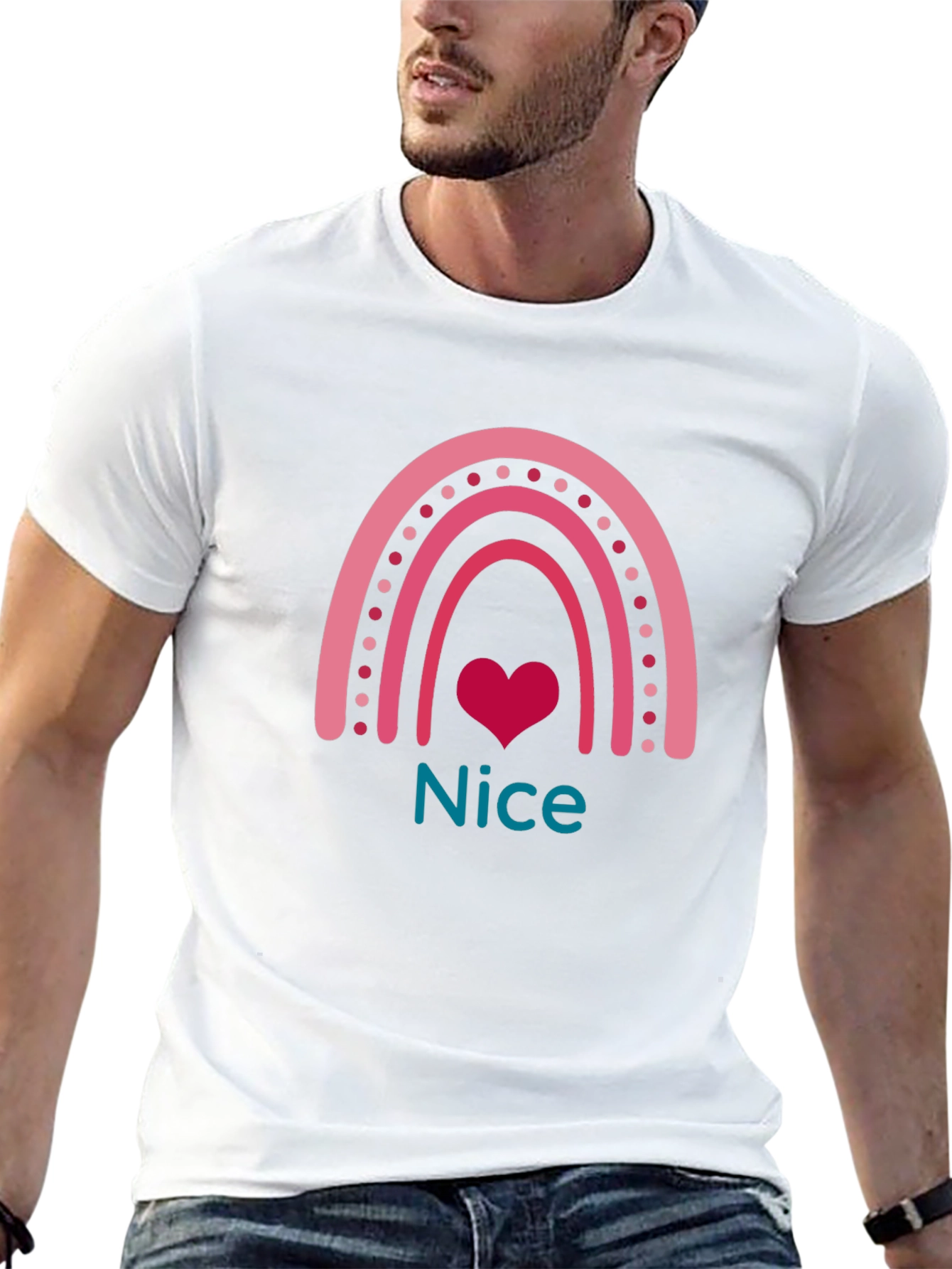 Nice Rainbow Heart Graphic T-Shirt