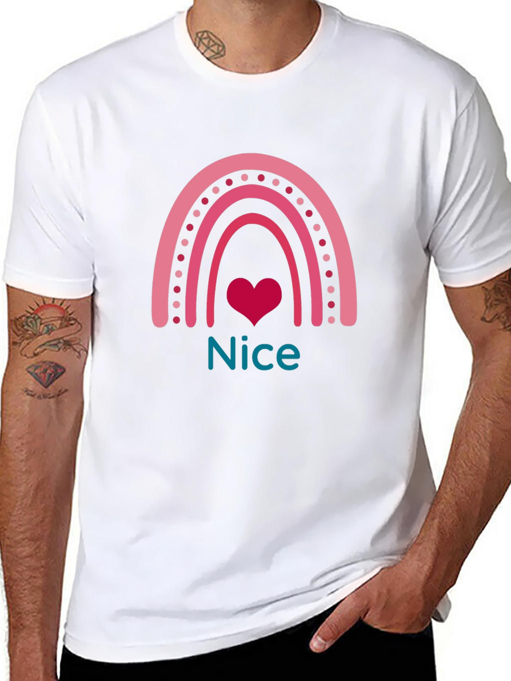 Nice Rainbow Heart Graphic T-Shirt