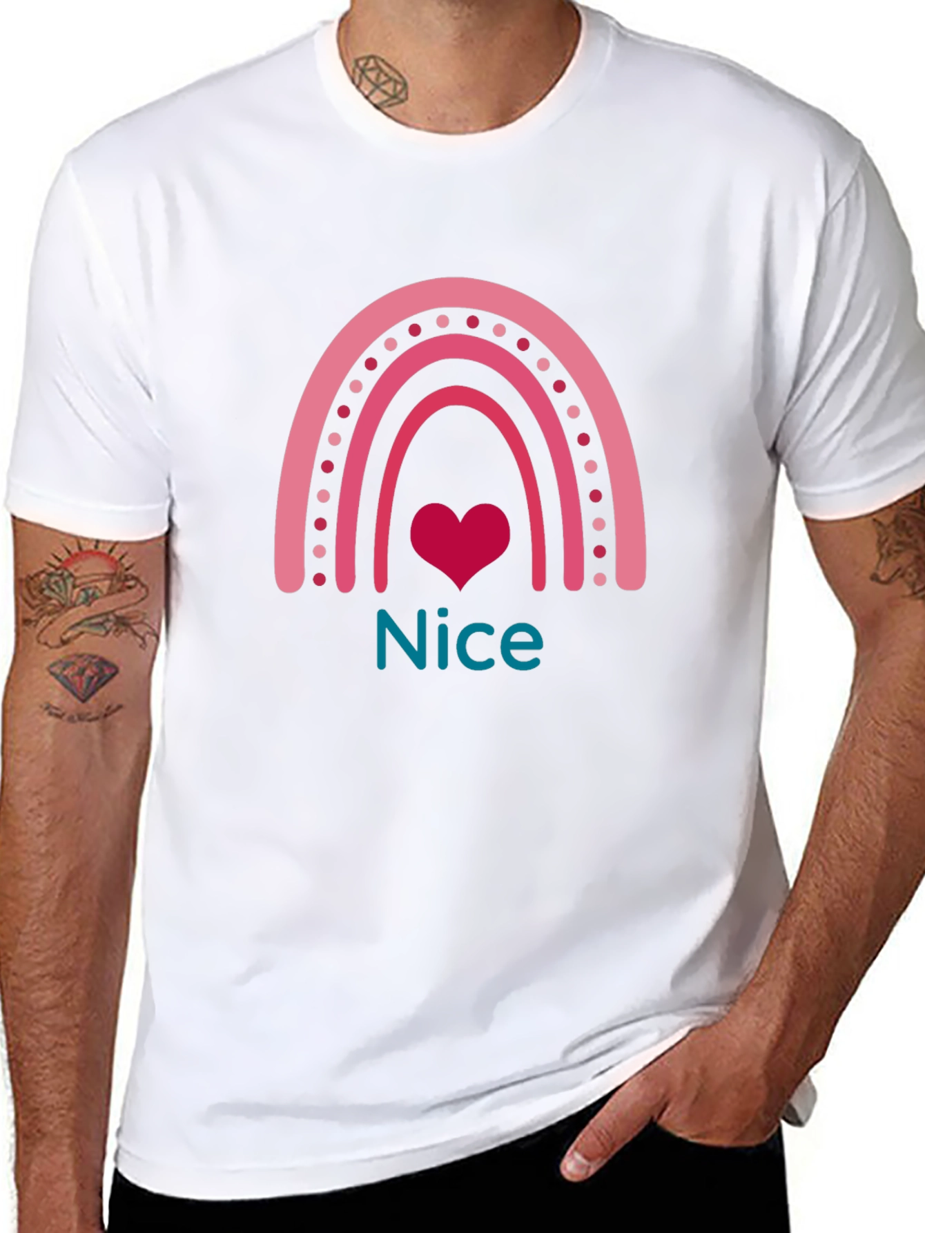 Nice Rainbow Heart Graphic T-Shirt