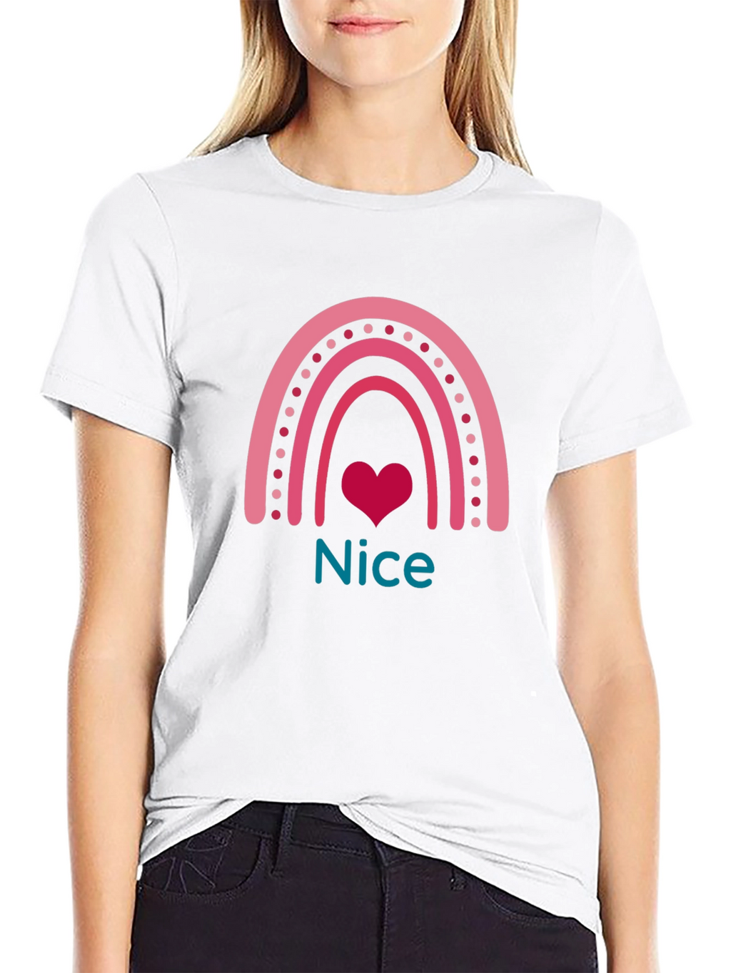 Nice Rainbow Heart Graphic T-Shirt