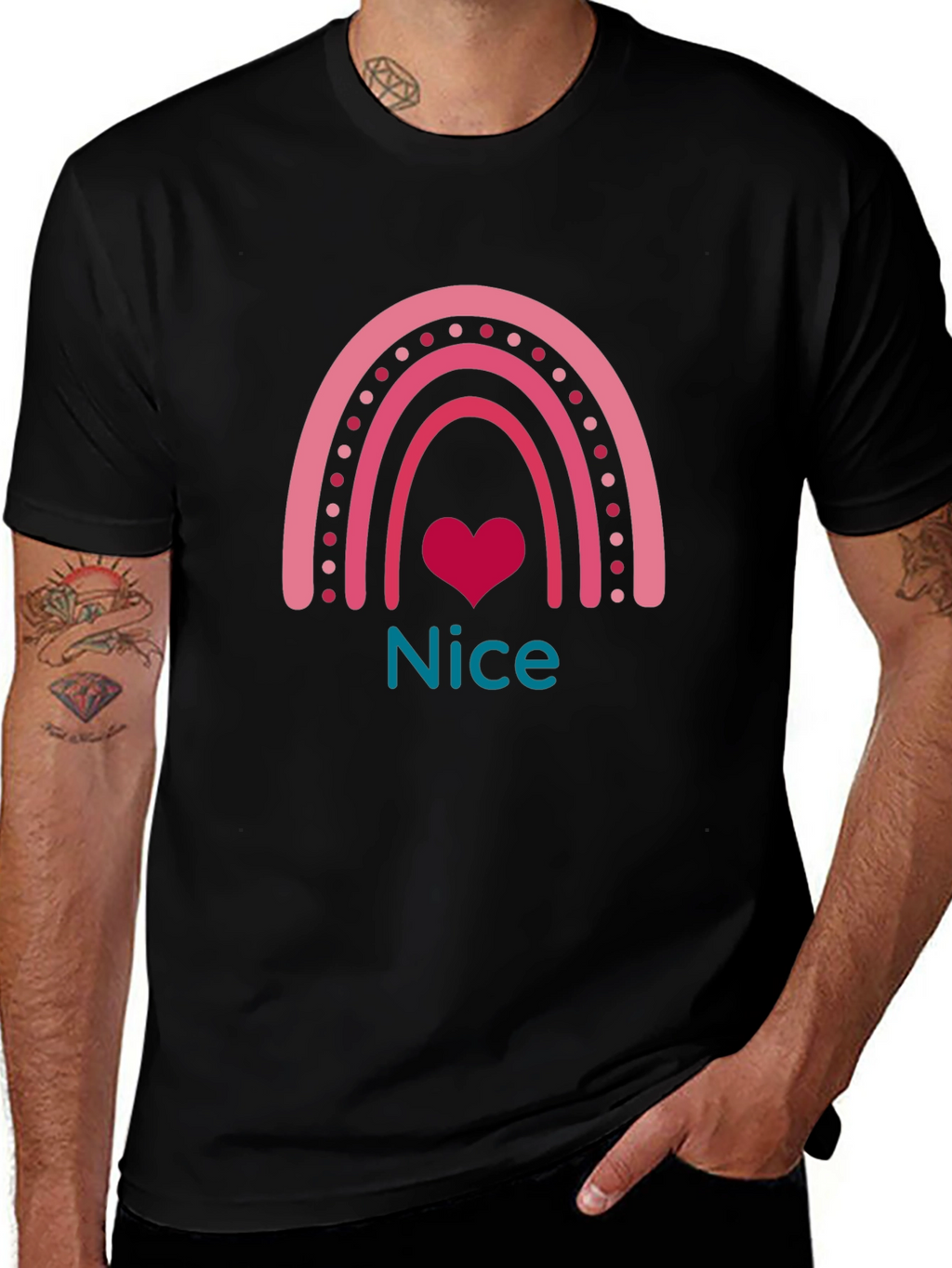 Nice Rainbow Heart Graphic T-Shirt