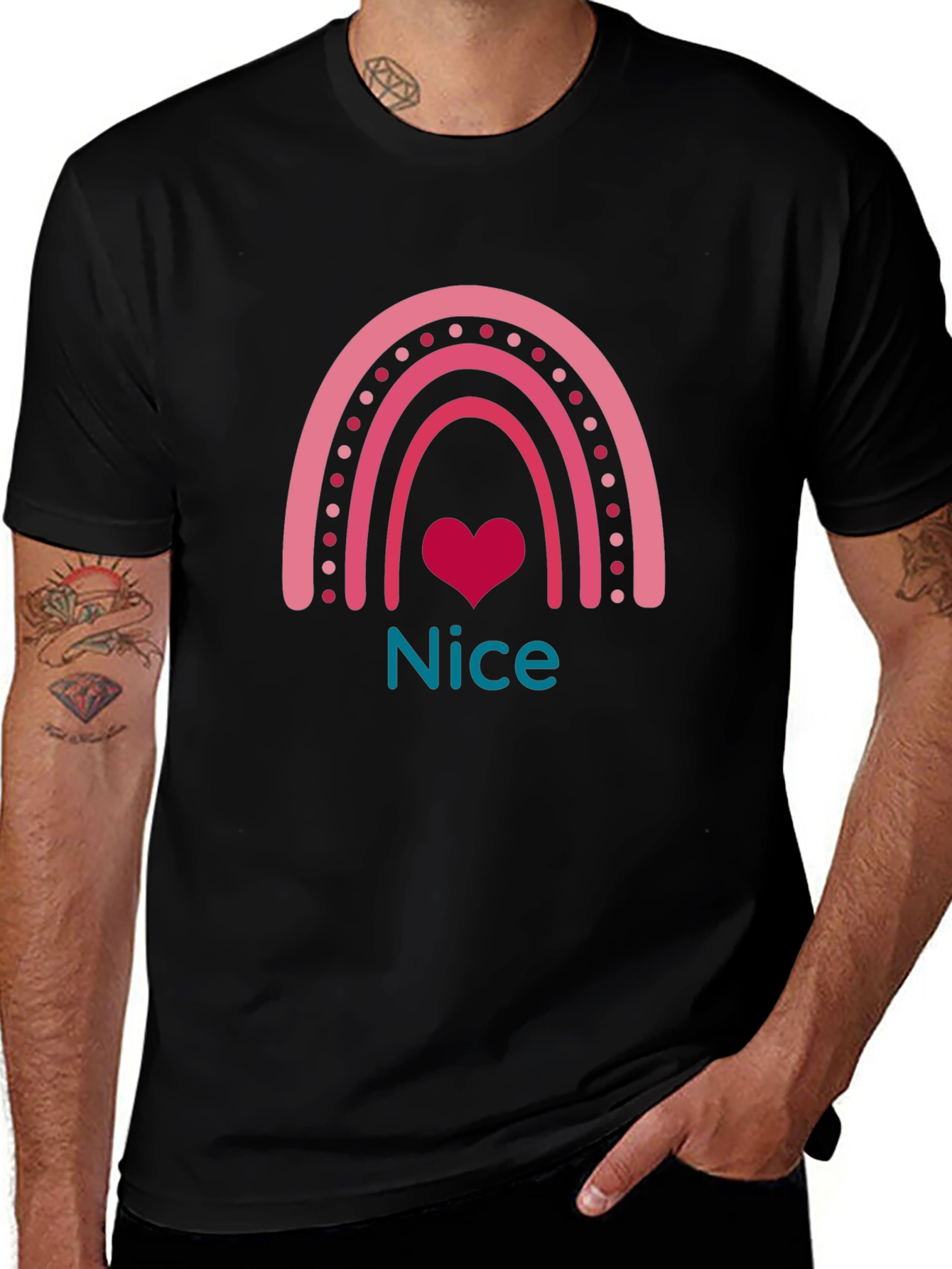 Nice Rainbow Heart Graphic T-Shirt