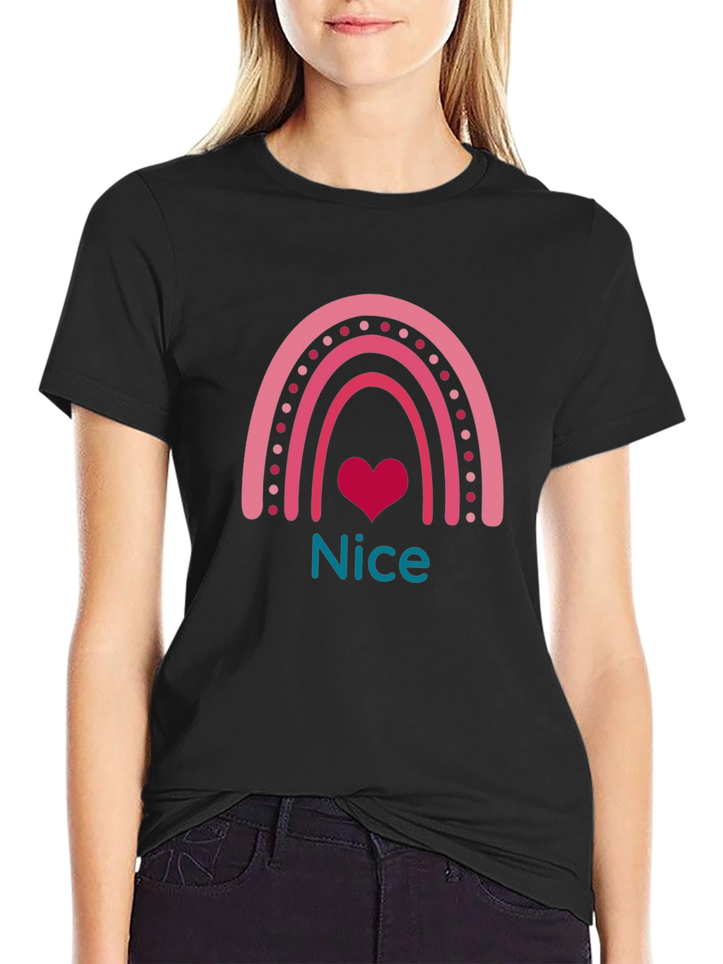 Nice Rainbow Heart Graphic T-Shirt