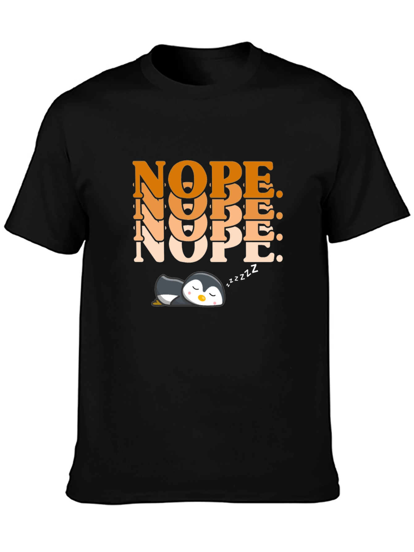 Nope Penguin Graphic T-Shirt - Cute Relaxed Style
