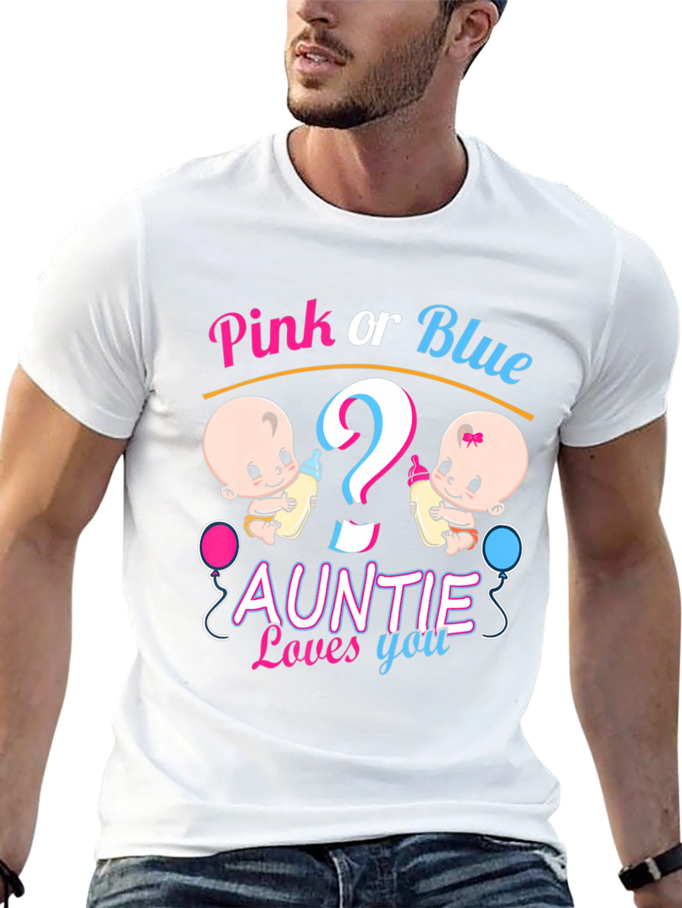 Pink or Blue Auntie Loves You T-Shirt
