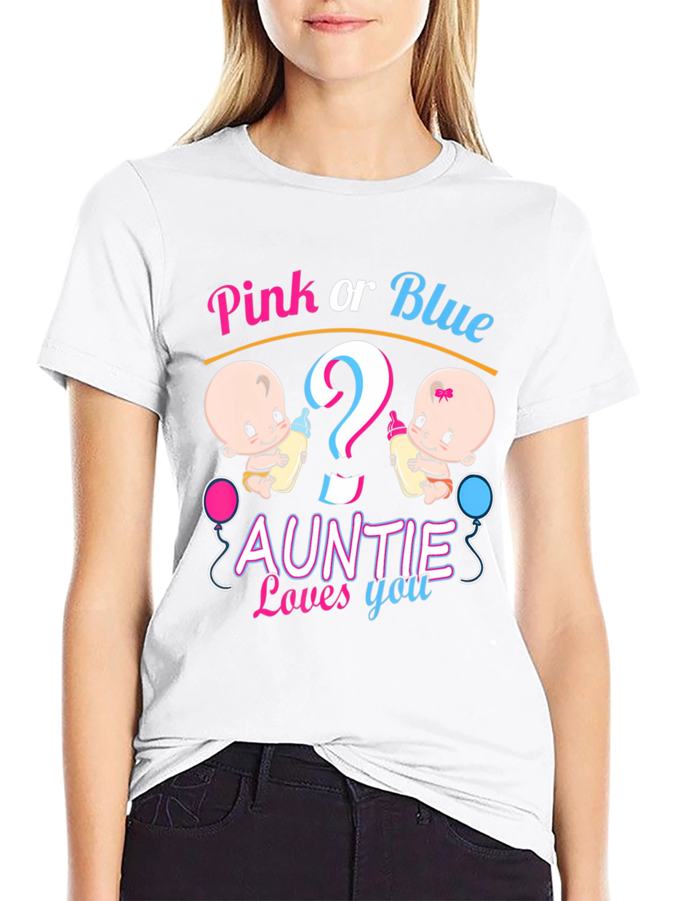 Pink or Blue Auntie Loves You T-Shirt
