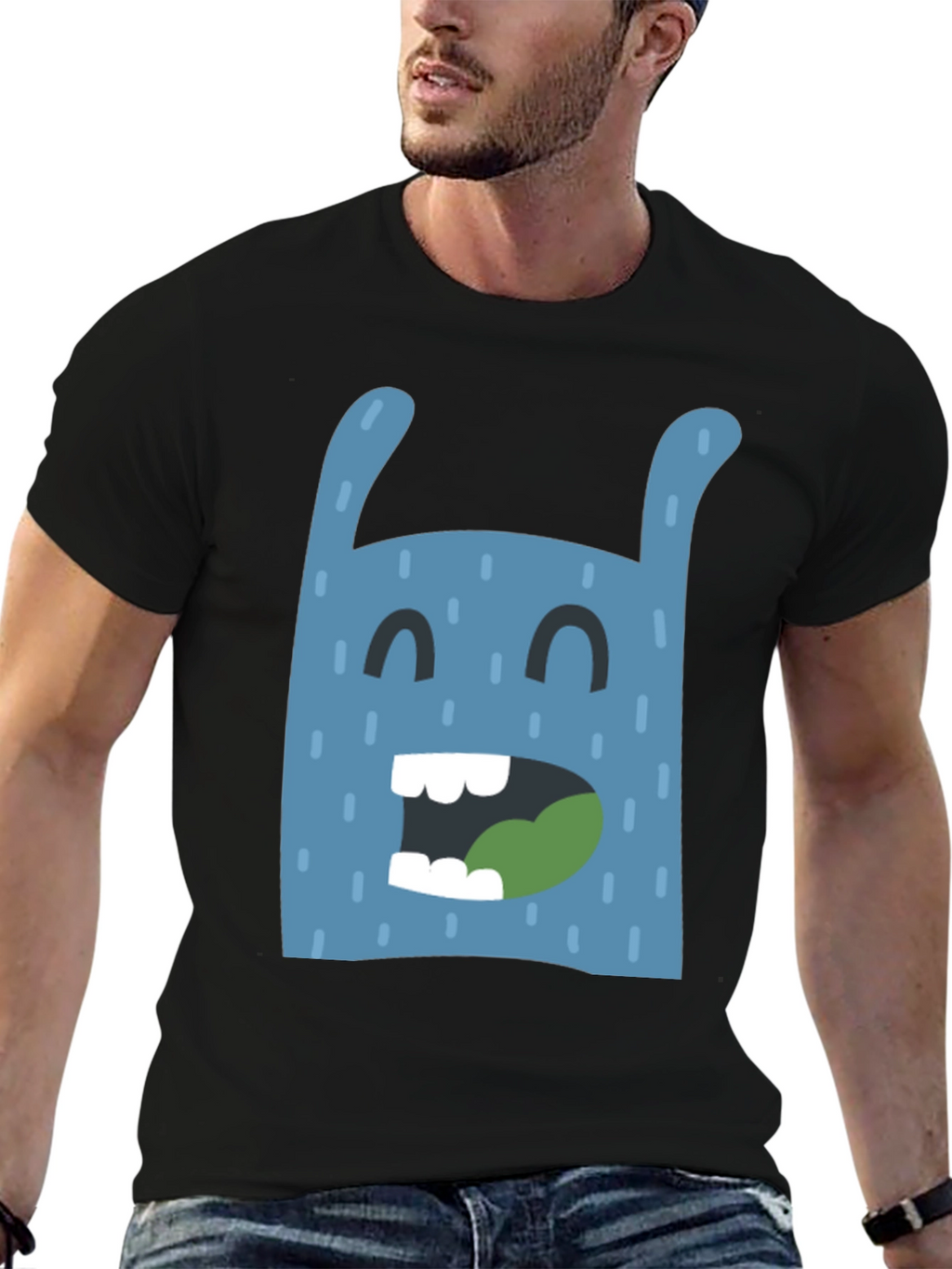 Funny Monster Graphic Black T-Shirt