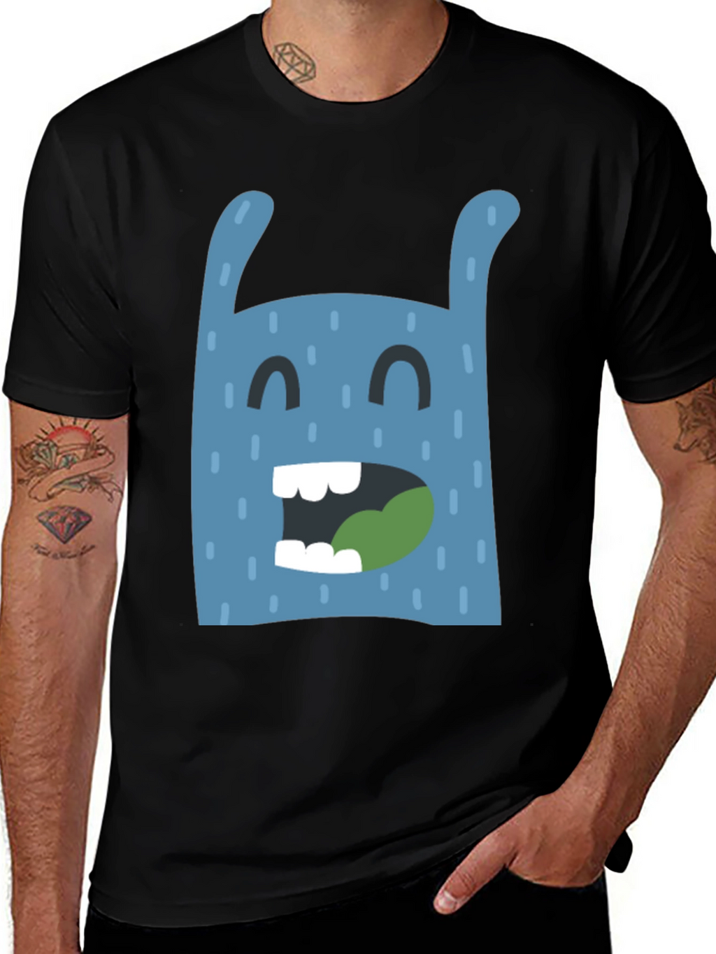 Funny Monster Graphic Black T-Shirt