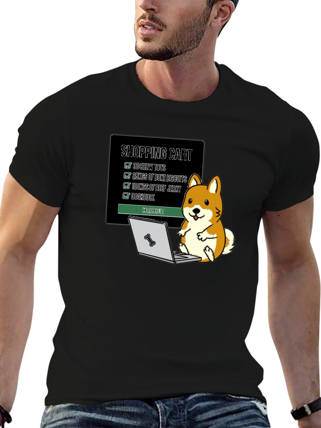 Funny Dog Shopping Cart T-Shirt