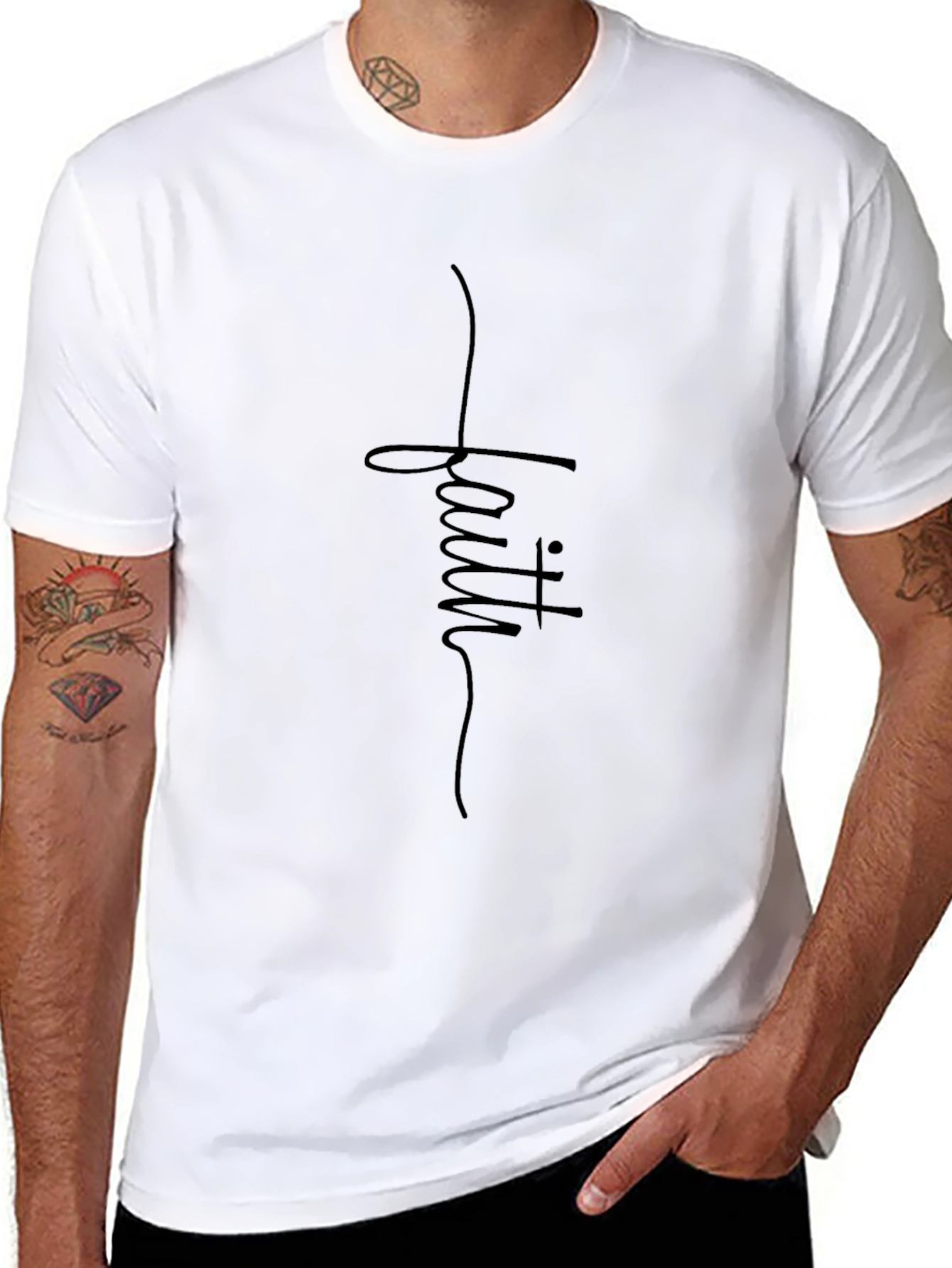 Faith Script Black T-Shirt - Christian Apparel