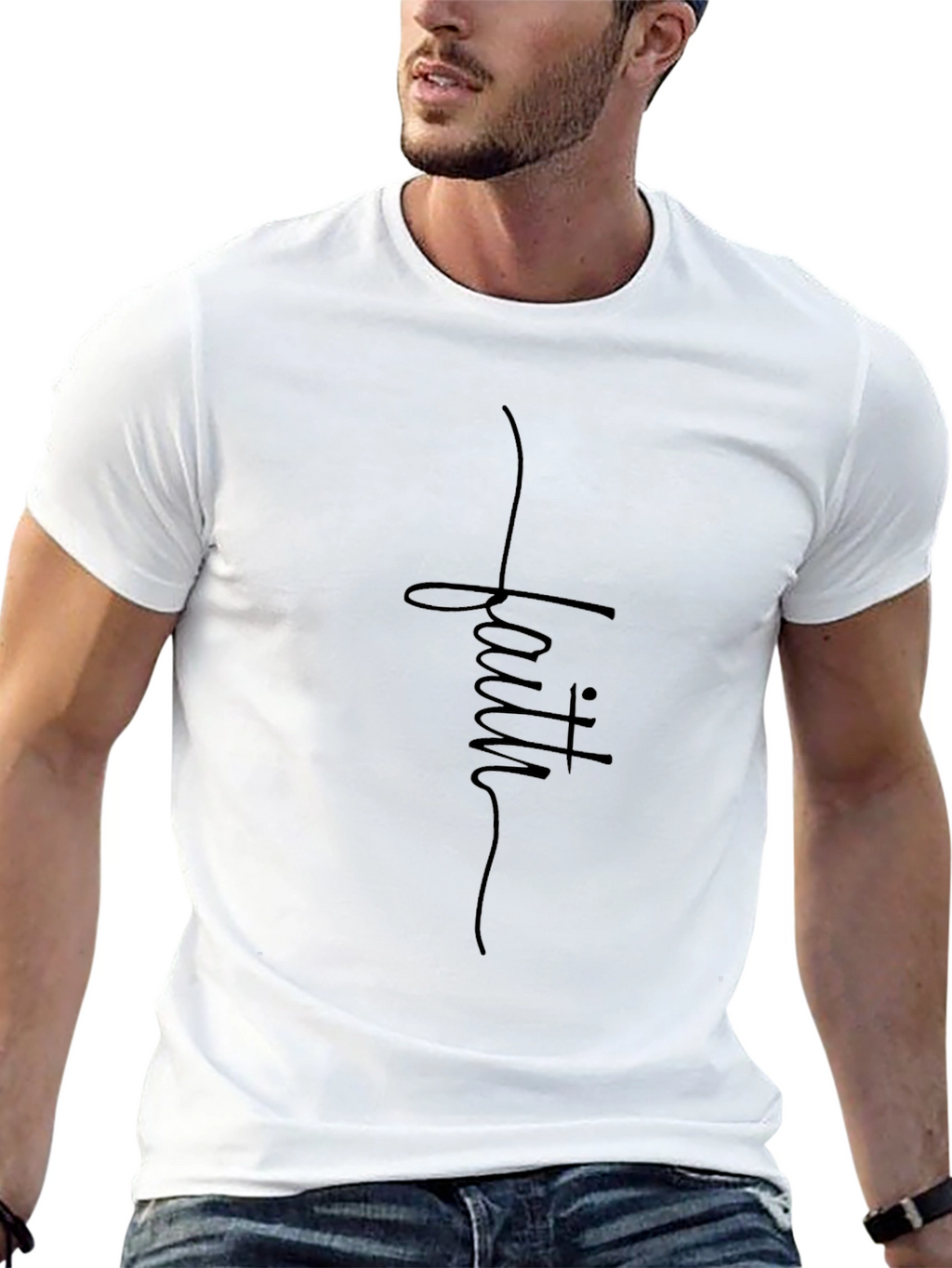 Faith Script Black T-Shirt - Christian Apparel