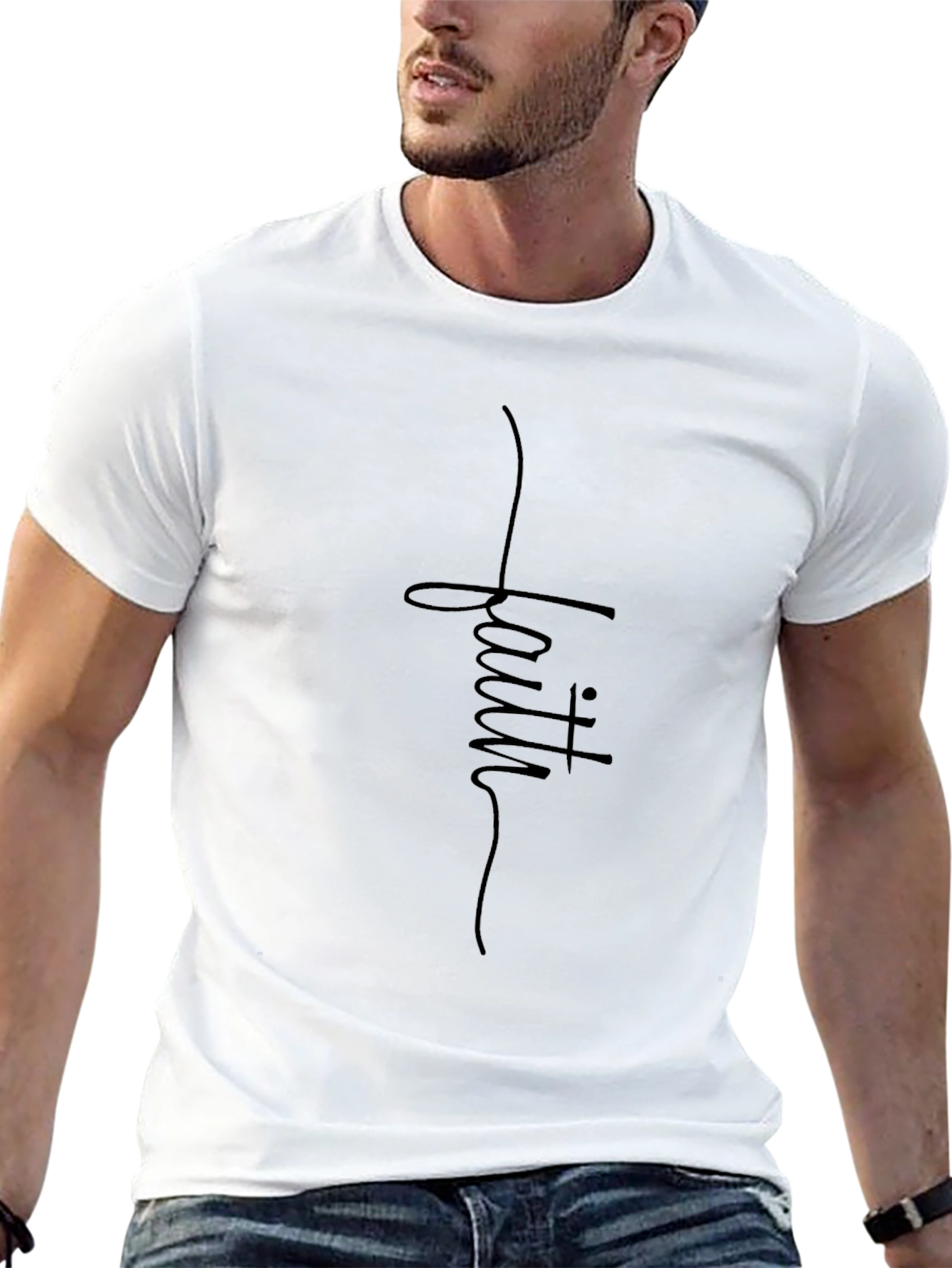 Faith Script Black T-Shirt - Christian Apparel