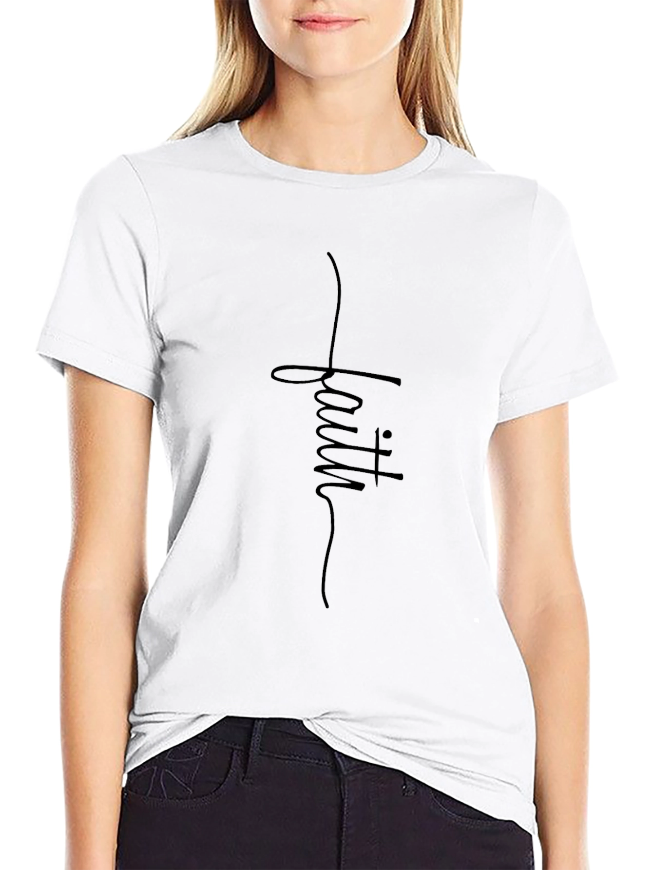 Faith Script Black T-Shirt - Christian Apparel