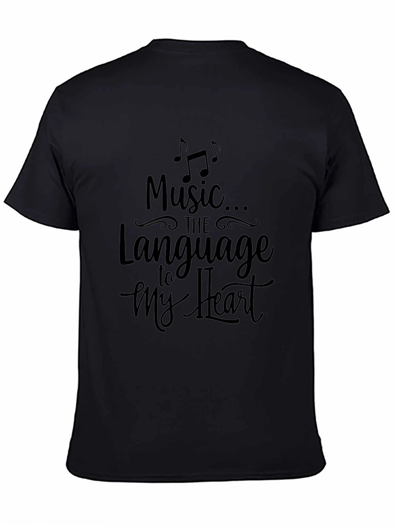 Music to My Heart Graphic Tee - Black Casual T-Shirt