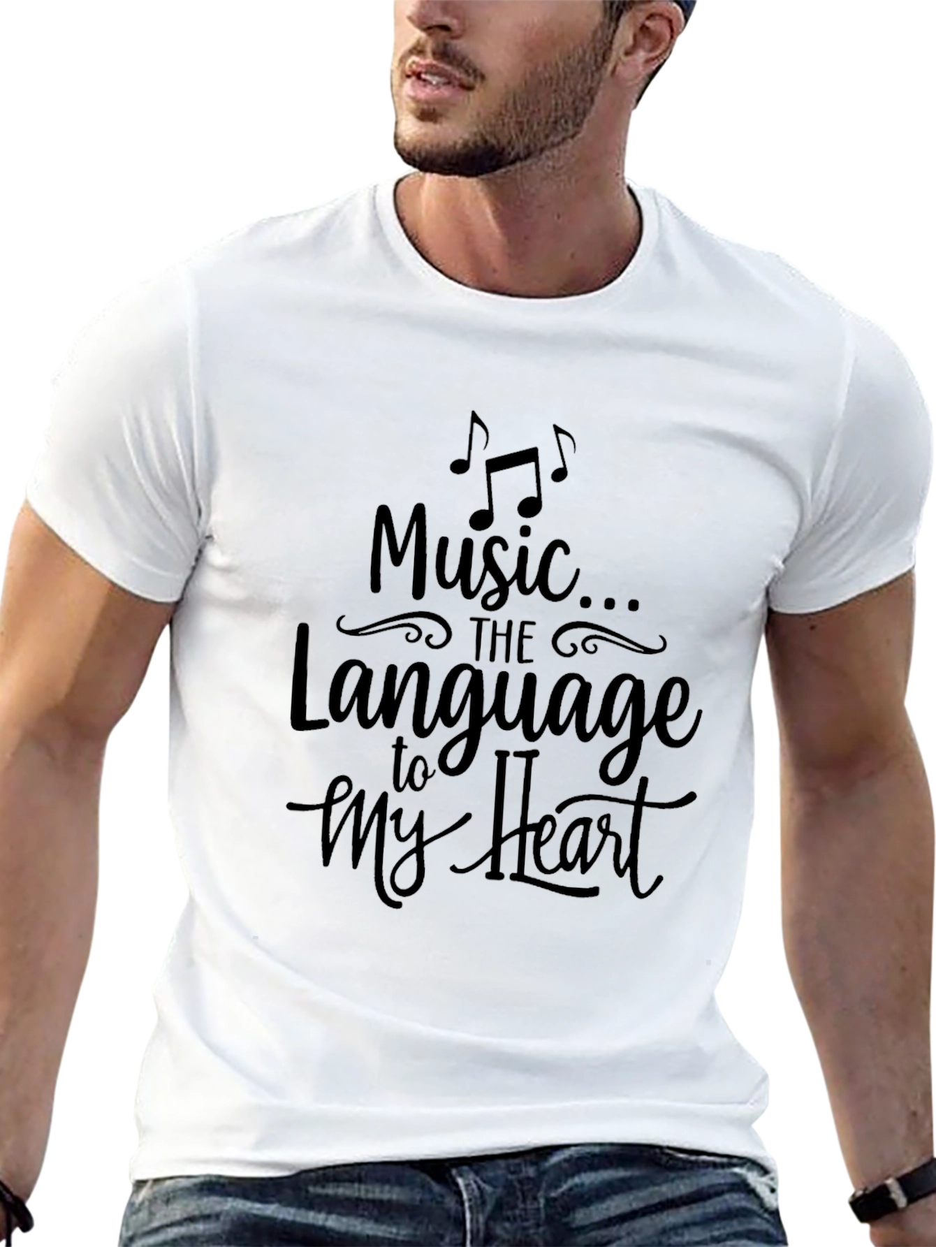 Music to My Heart Graphic Tee - Black Casual T-Shirt