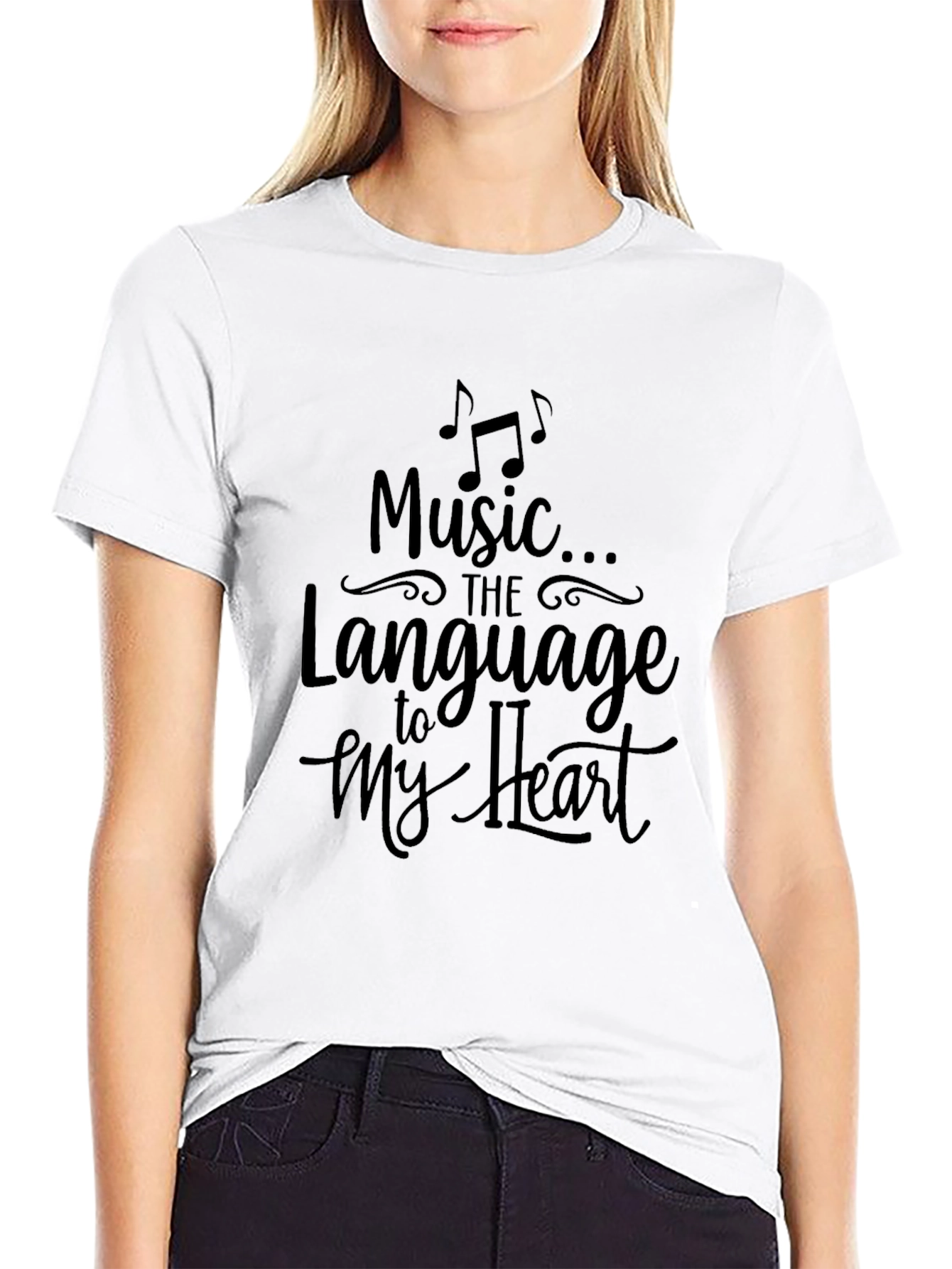 Music to My Heart Graphic Tee - Black Casual T-Shirt