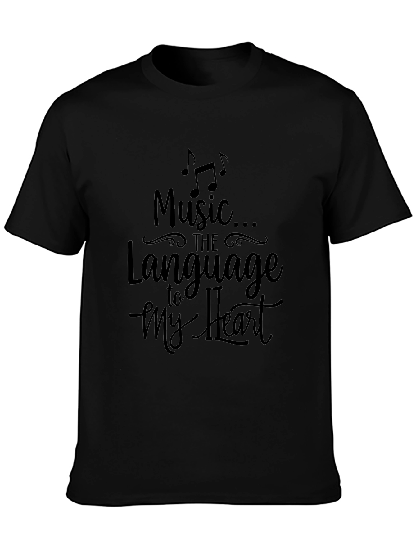 Music to My Heart Graphic Tee - Black Casual T-Shirt