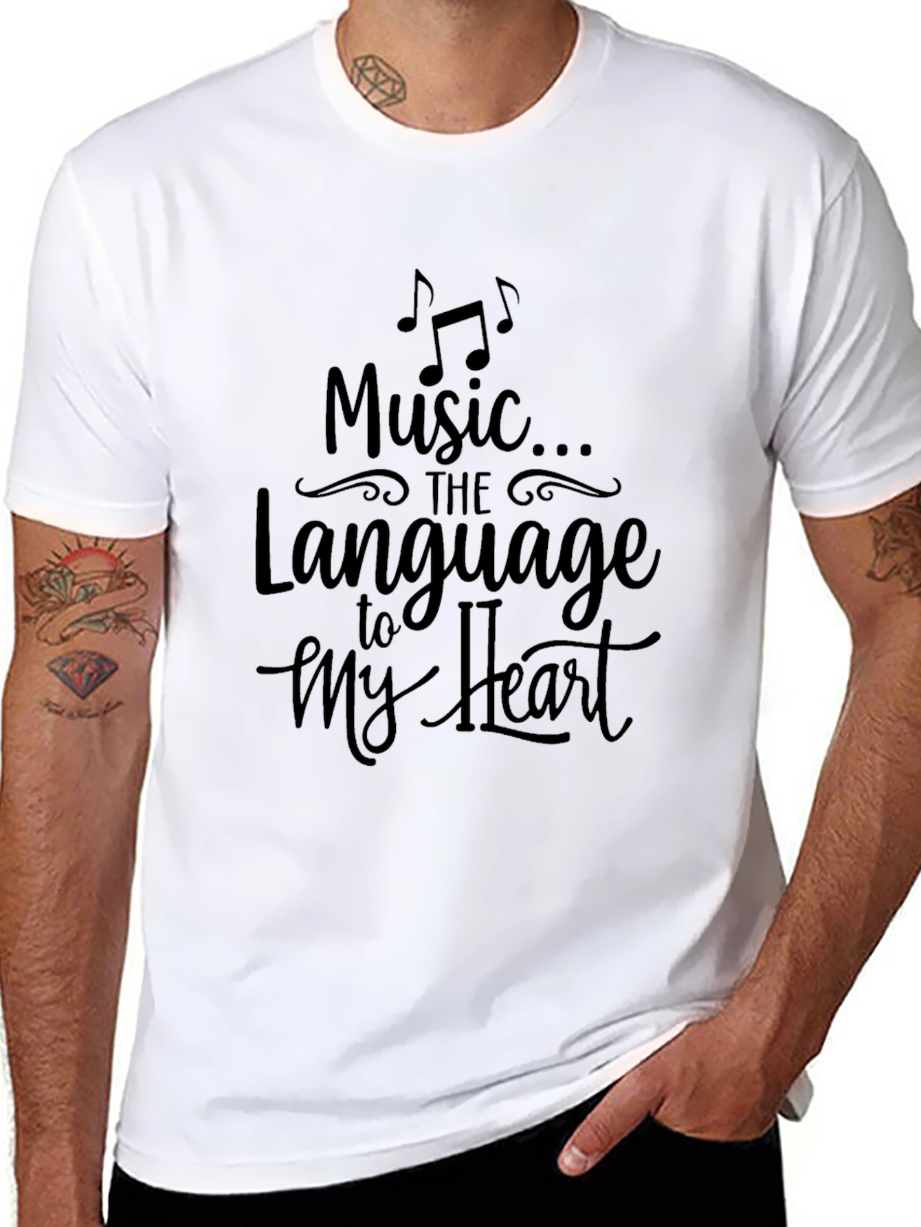 Music to My Heart Graphic Tee - Black Casual T-Shirt