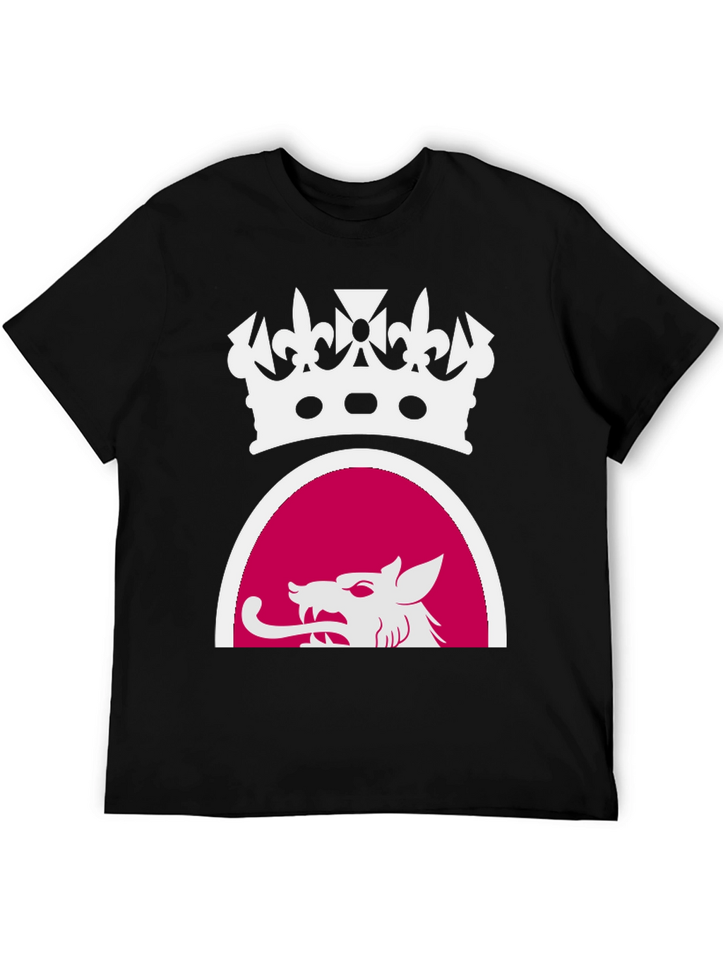 Black Tee with Crown and Wolf Design