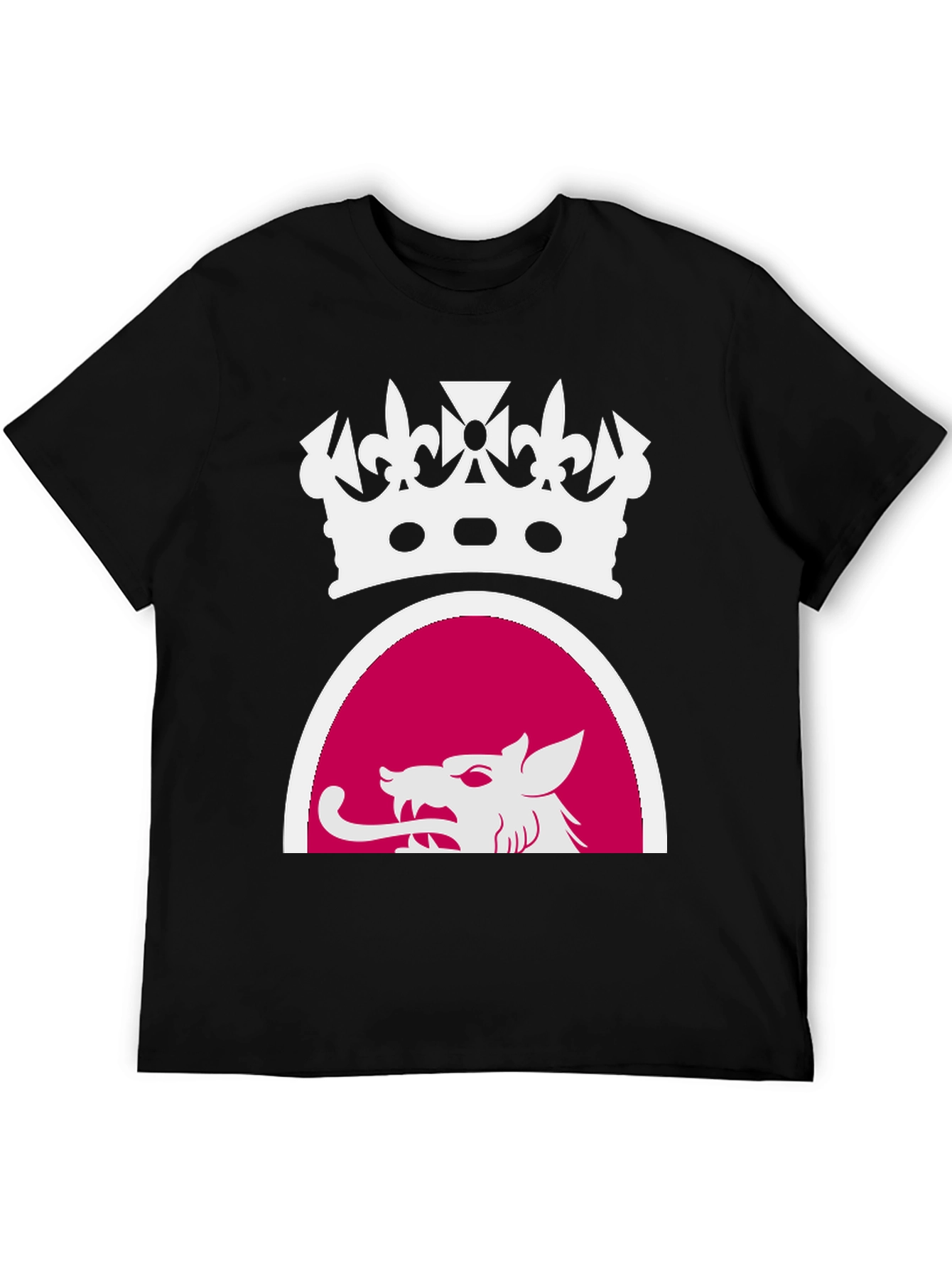 Black Tee with Crown and Wolf Design