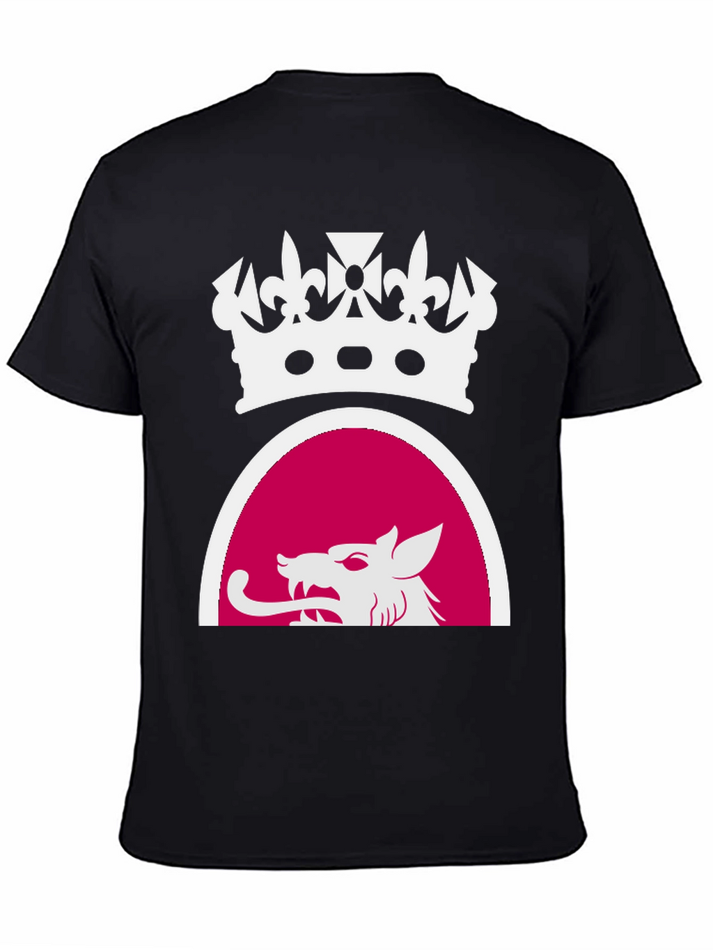 Black Tee with Crown and Wolf Design