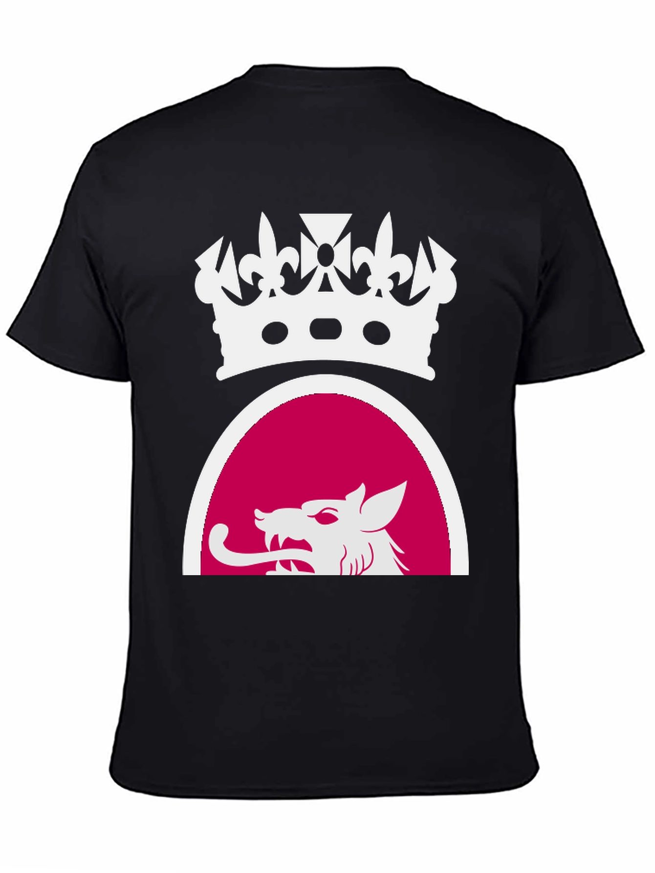 Black Tee with Crown and Wolf Design