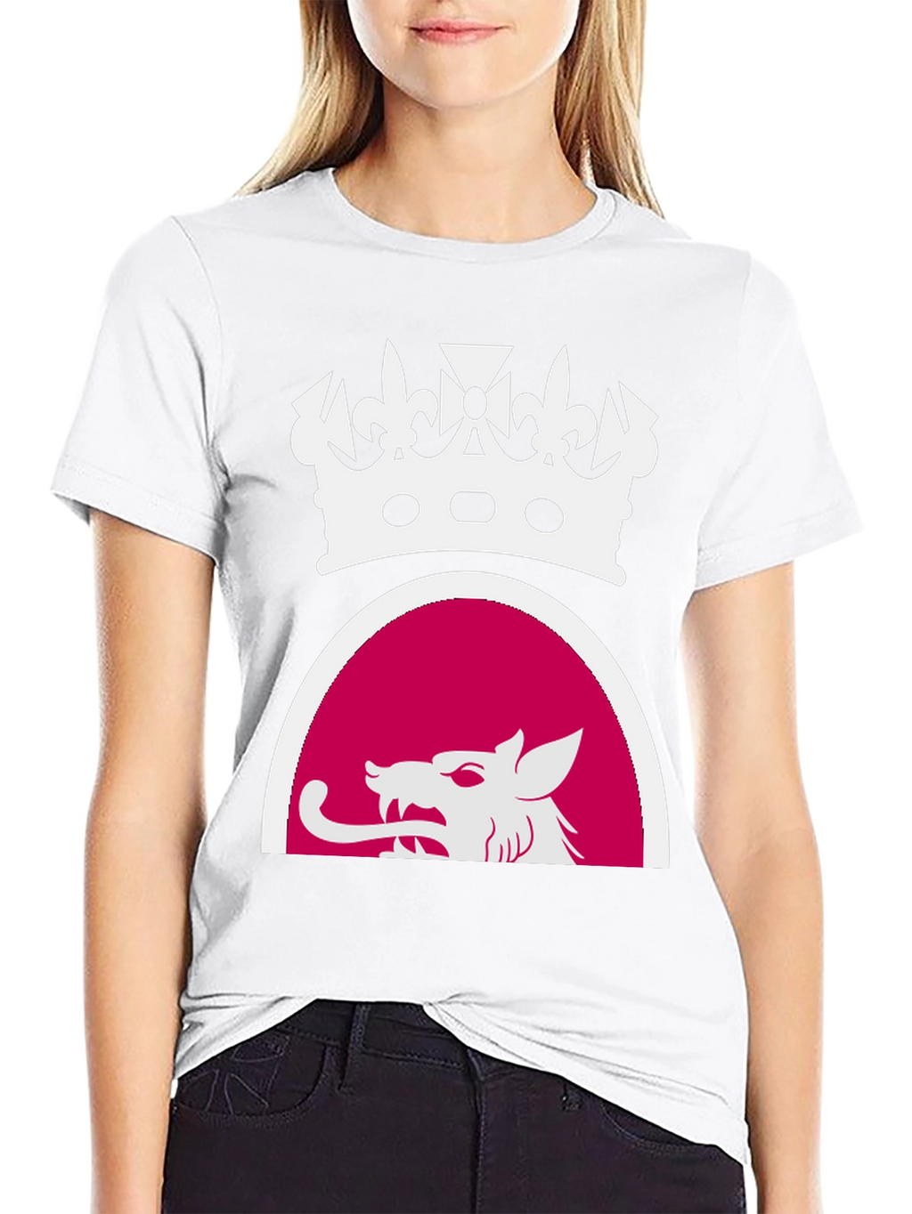 Black Tee with Crown and Wolf Design