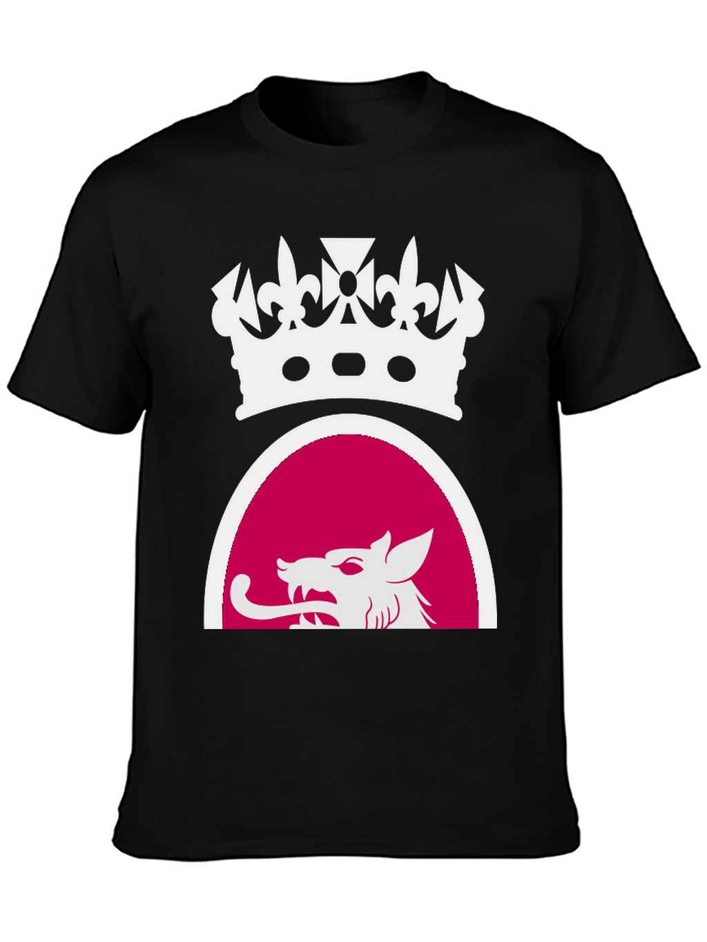 Black Tee with Crown and Wolf Design