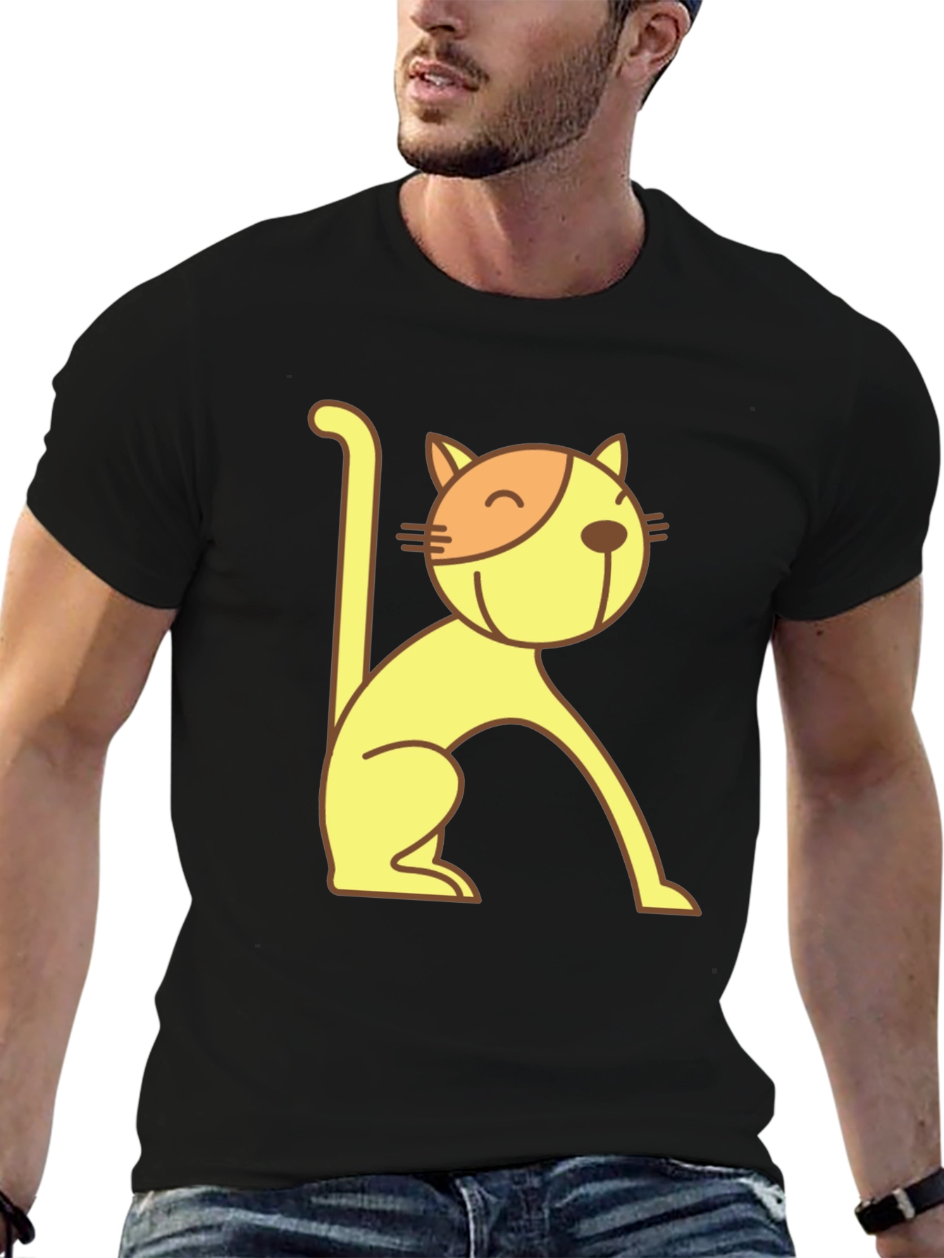 Cool Cat Tee - Black Cotton Graphic T-Shirt