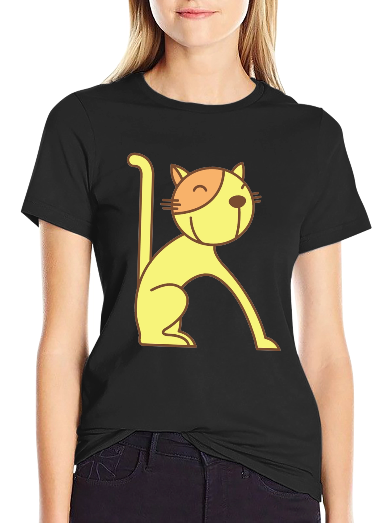 Cool Cat Tee - Black Cotton Graphic T-Shirt