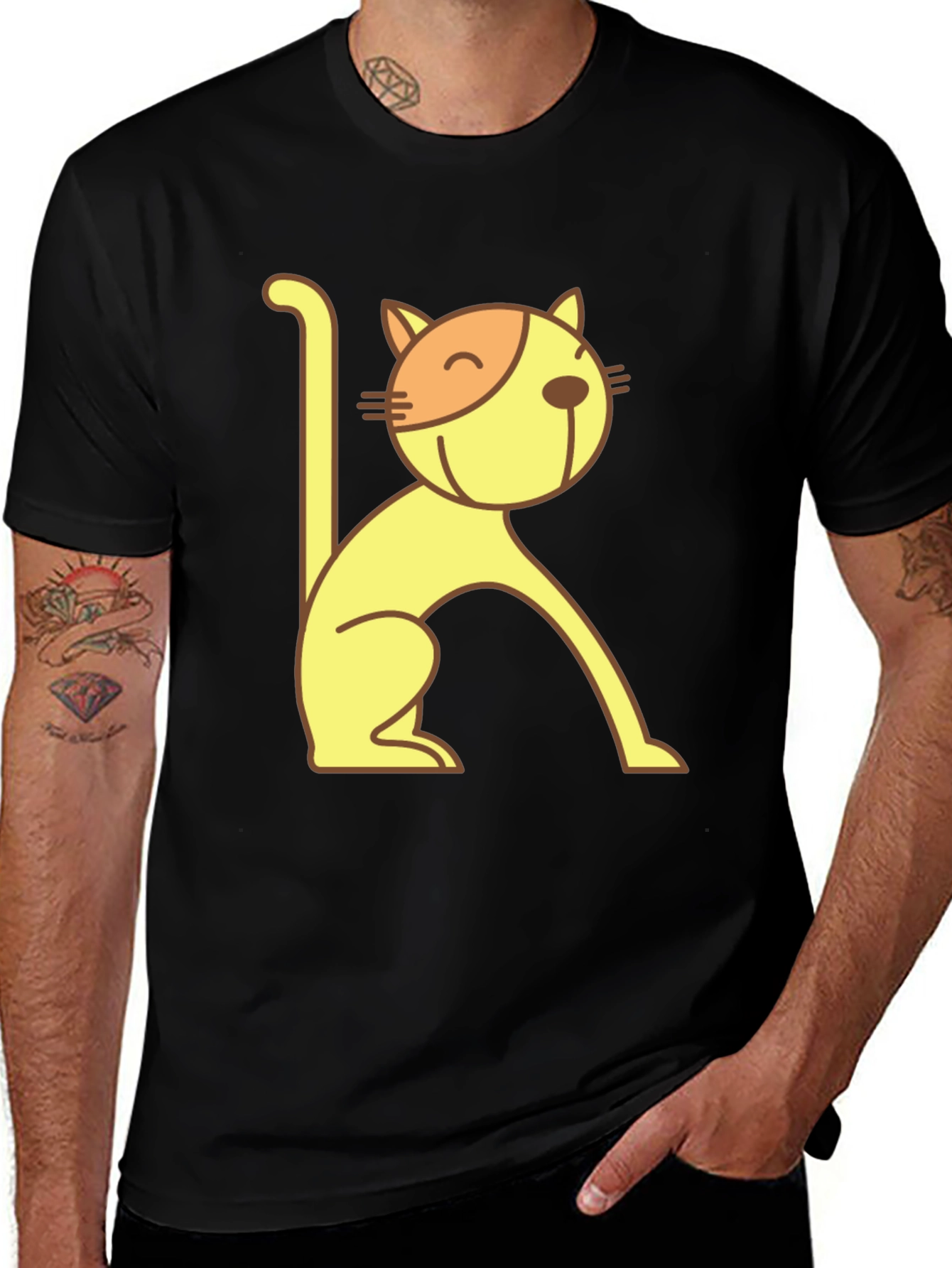 Cool Cat Tee - Black Cotton Graphic T-Shirt