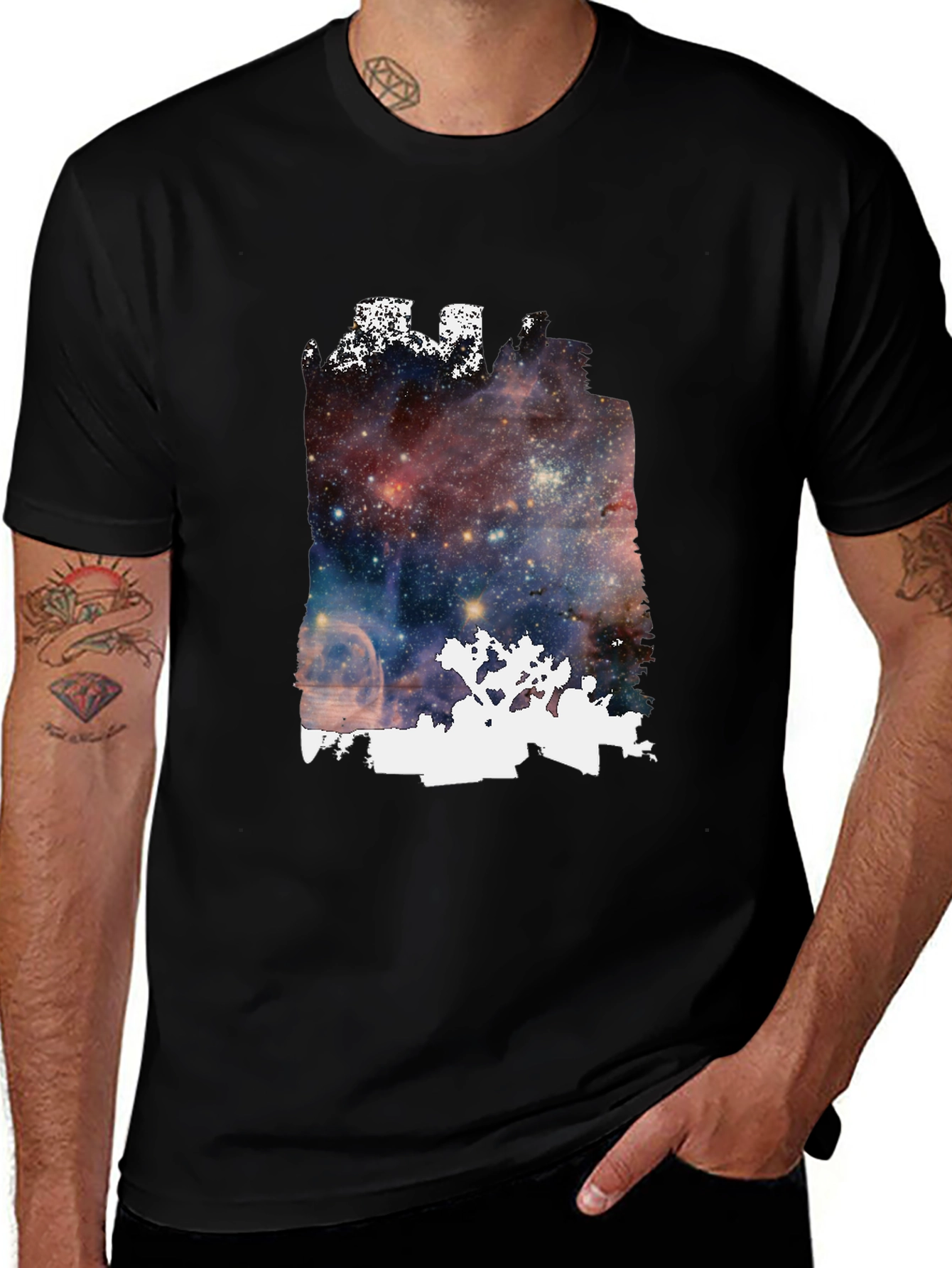 Galaxy Joshua Tree Graphic Tee - Black Cotton Blend